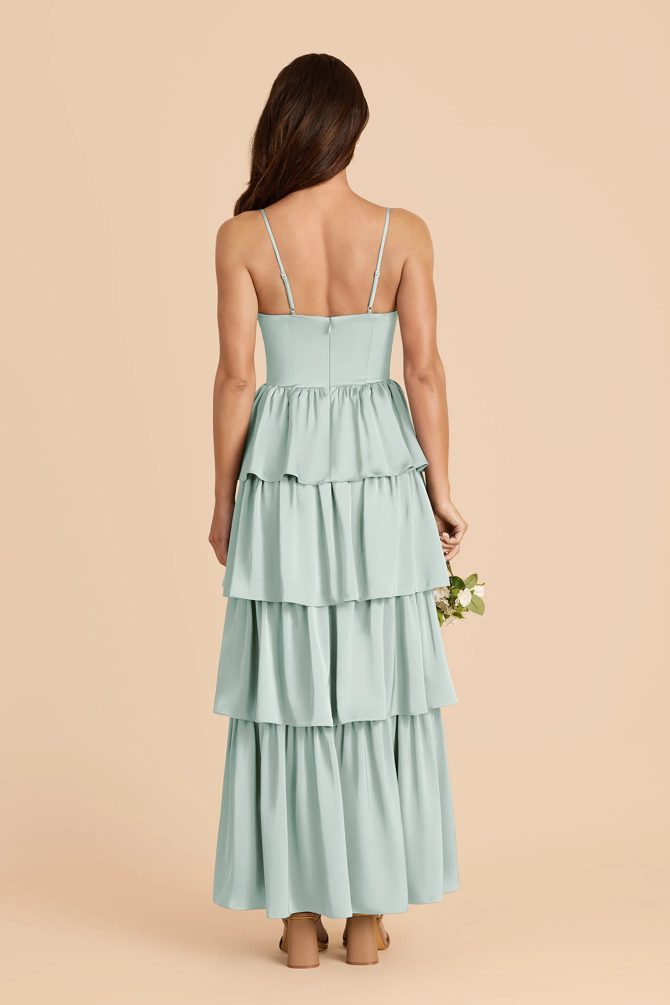 Lola Matte Satin Dress - Mint - Image 4