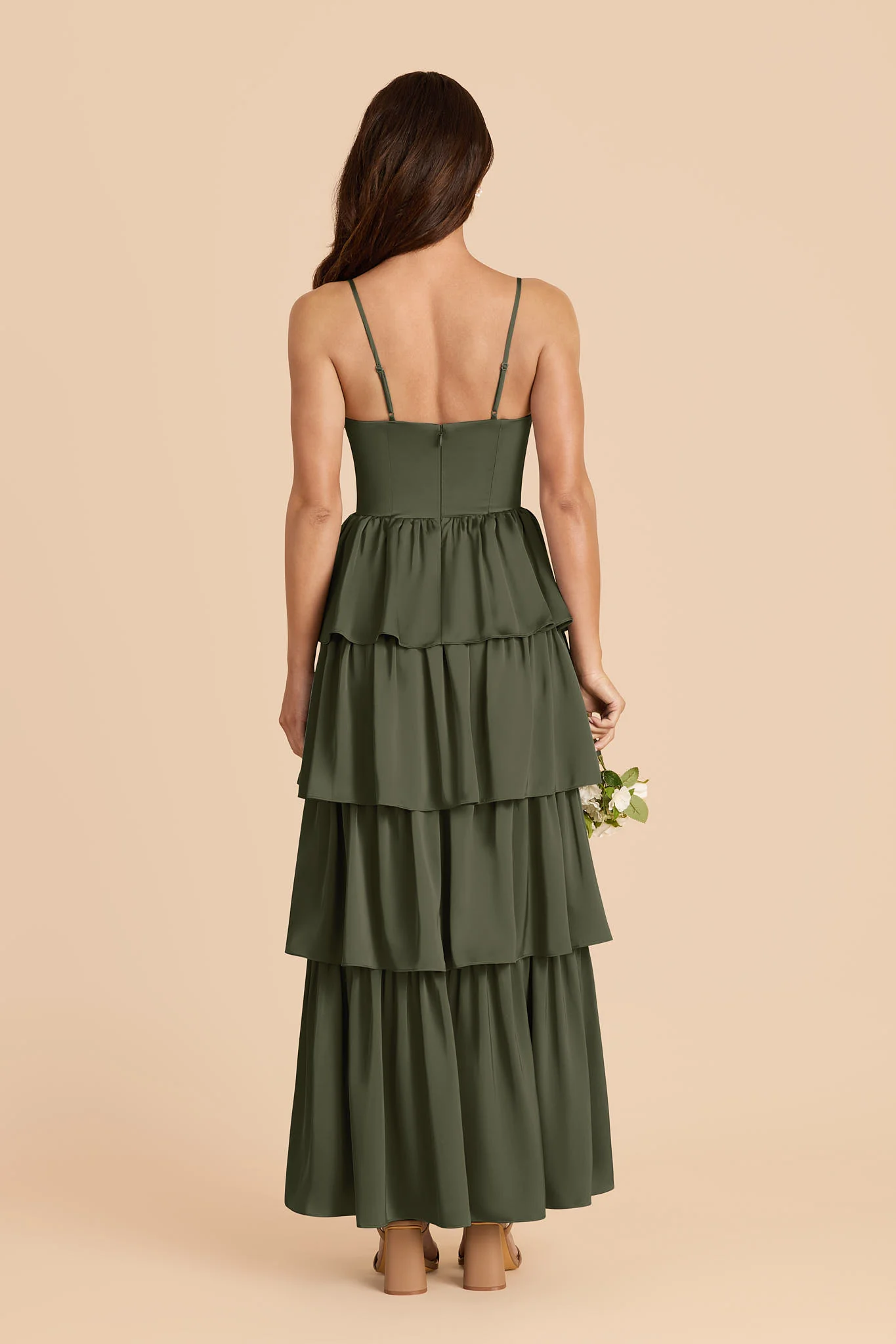 Lola Matte Satin Dress - Olive - Image 4