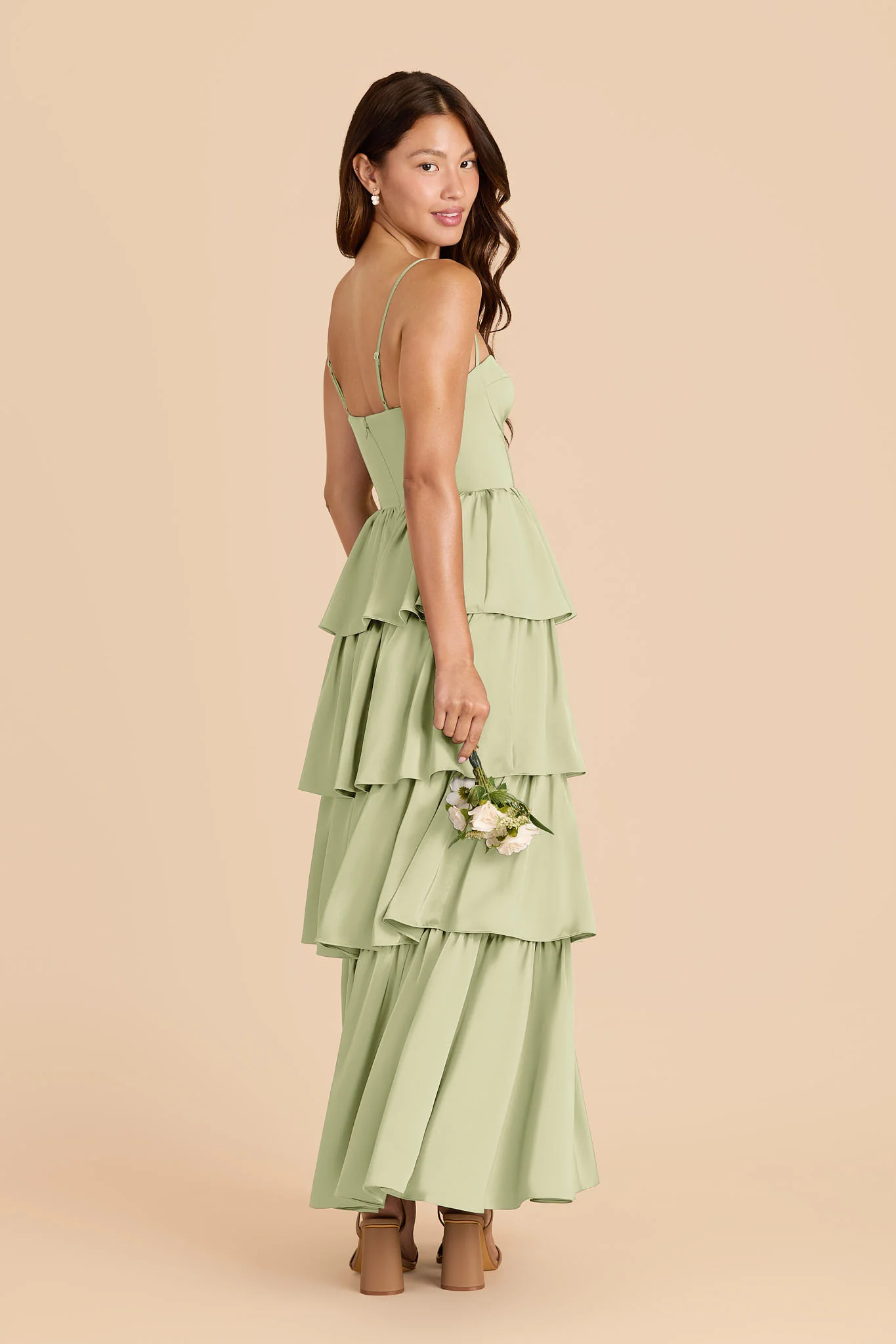 Lola Matte Satin Dress - Pale Pistachio - Image 3