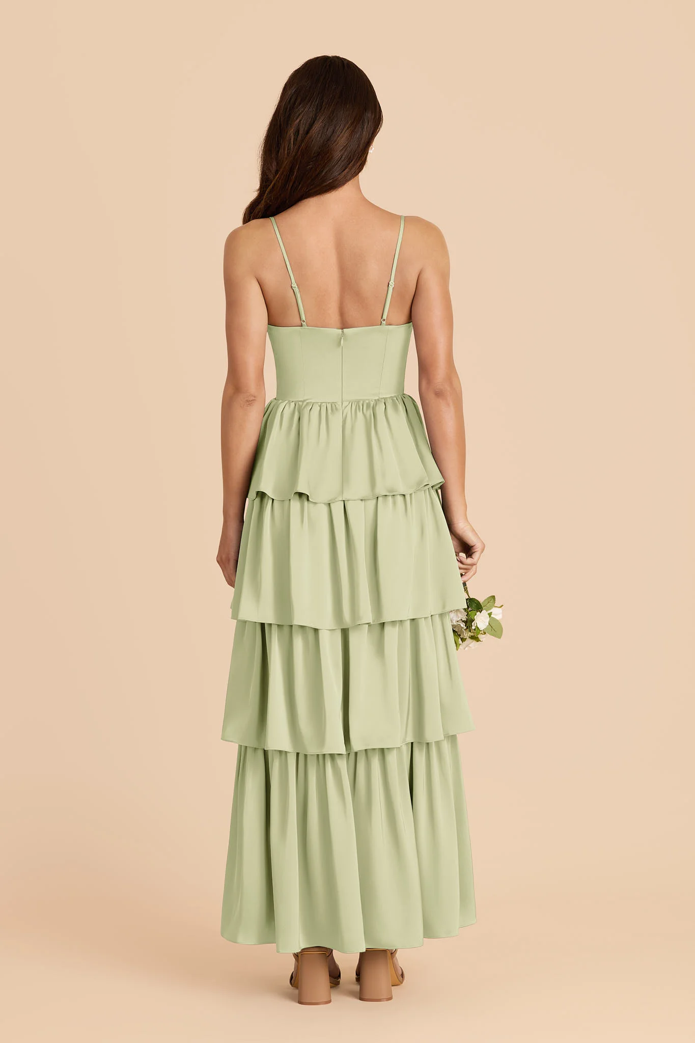Lola Matte Satin Dress - Pale Pistachio - Image 4