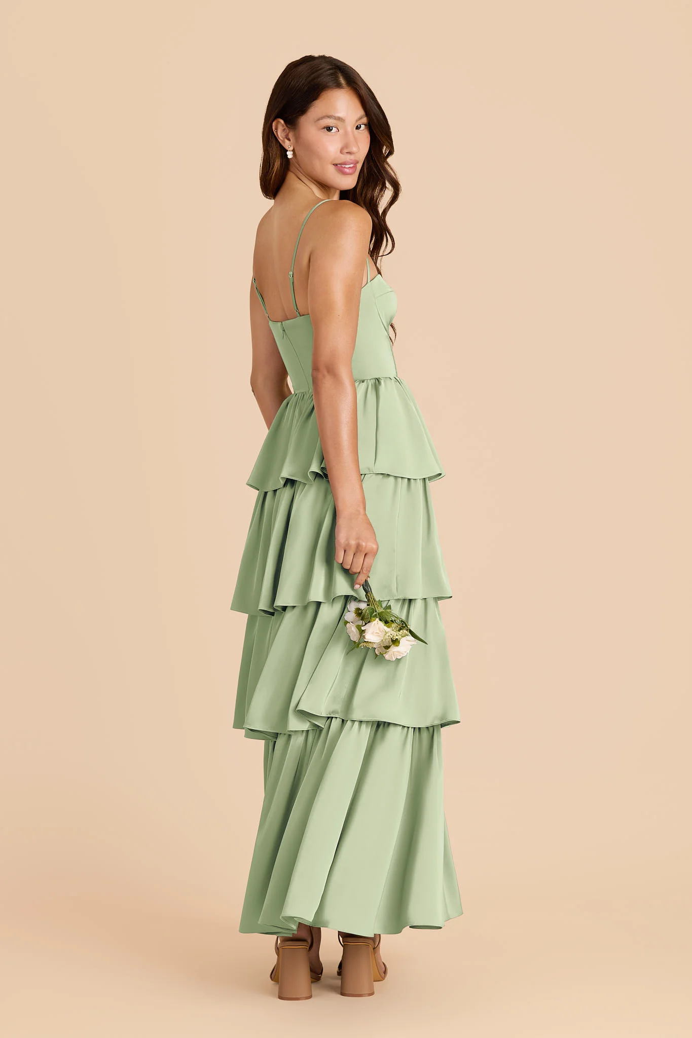 Lola Matte Satin Dress - Pistachio - Image 3