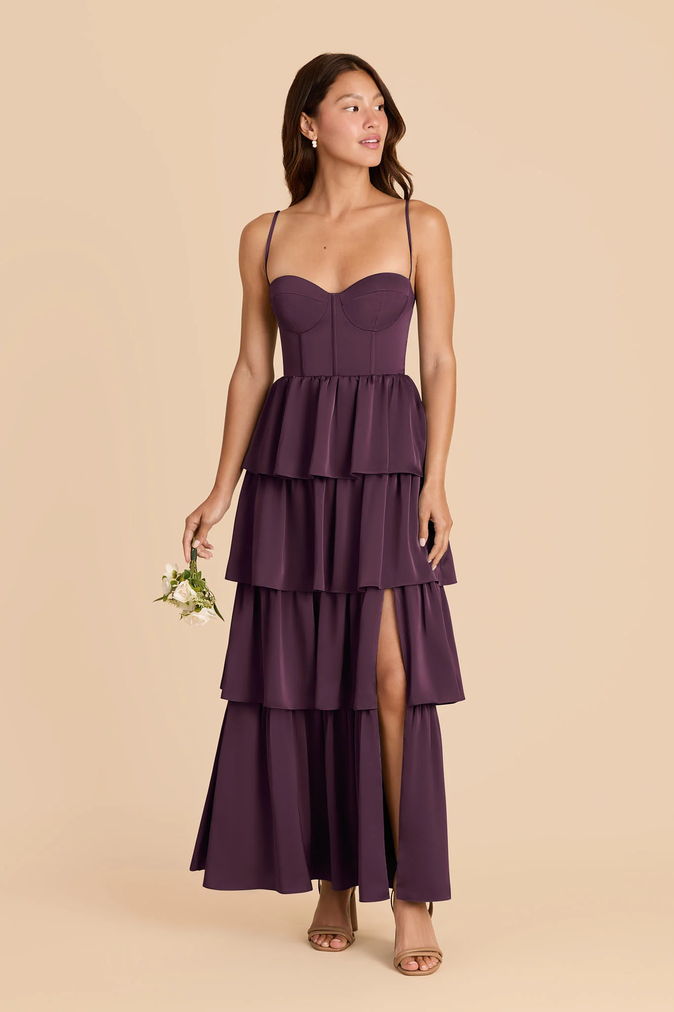 Lola Matte Satin Dress - Plum - Image 2