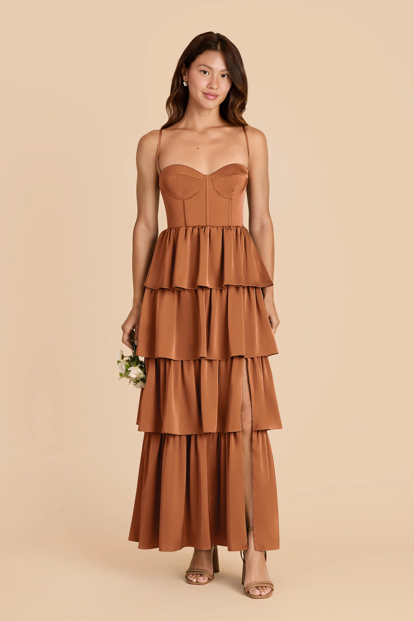 Lola Matte Satin Dress - Rust