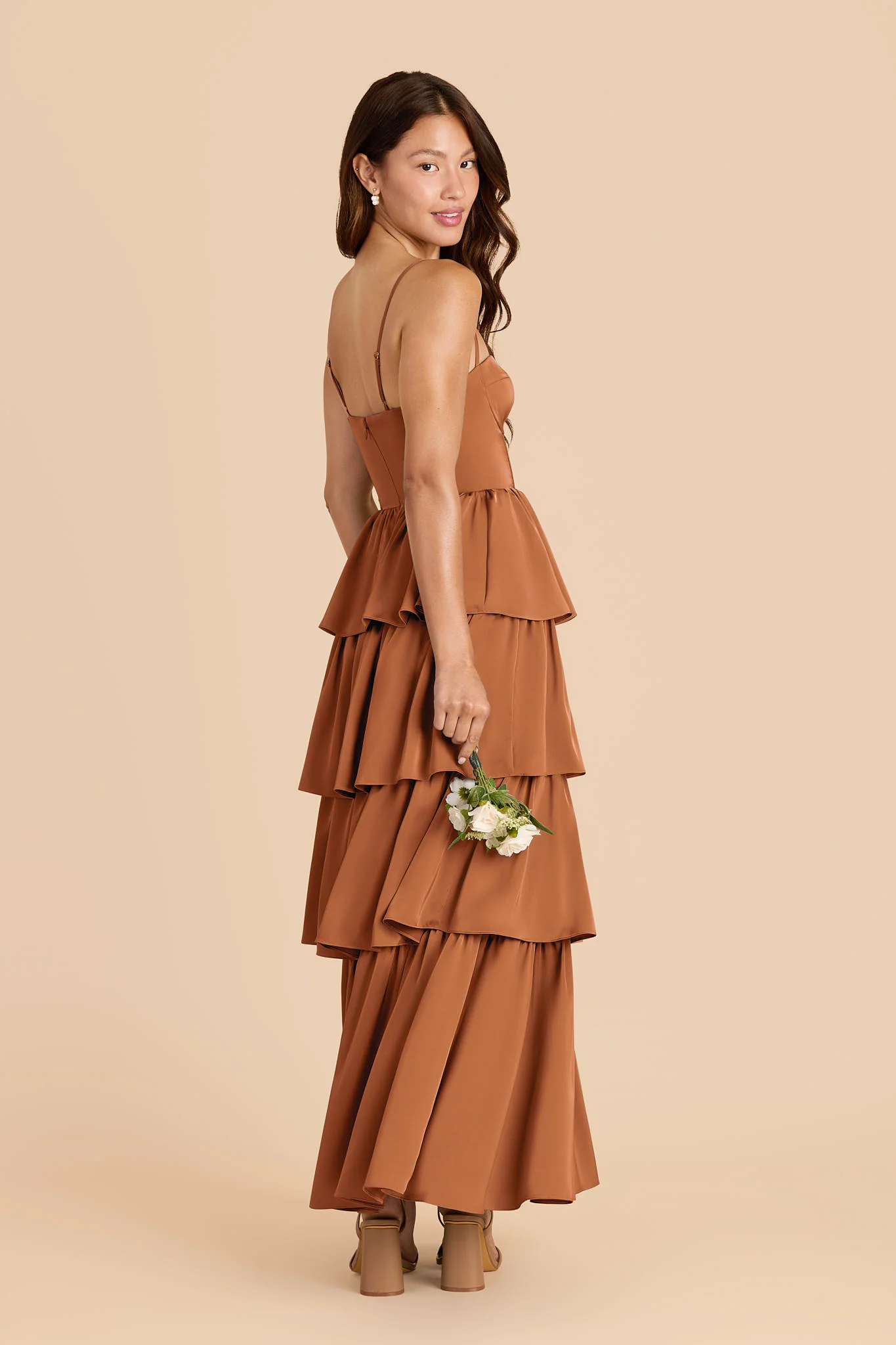 Lola Matte Satin Dress - Rust - Image 3