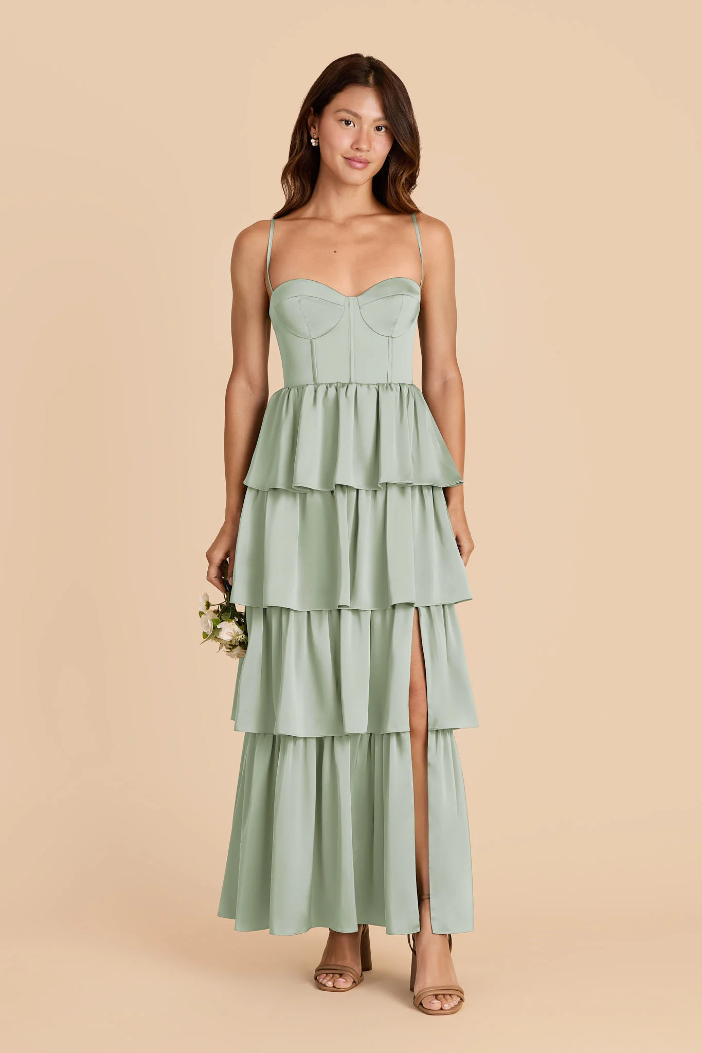 Lola Matte Satin Dress - Sage
