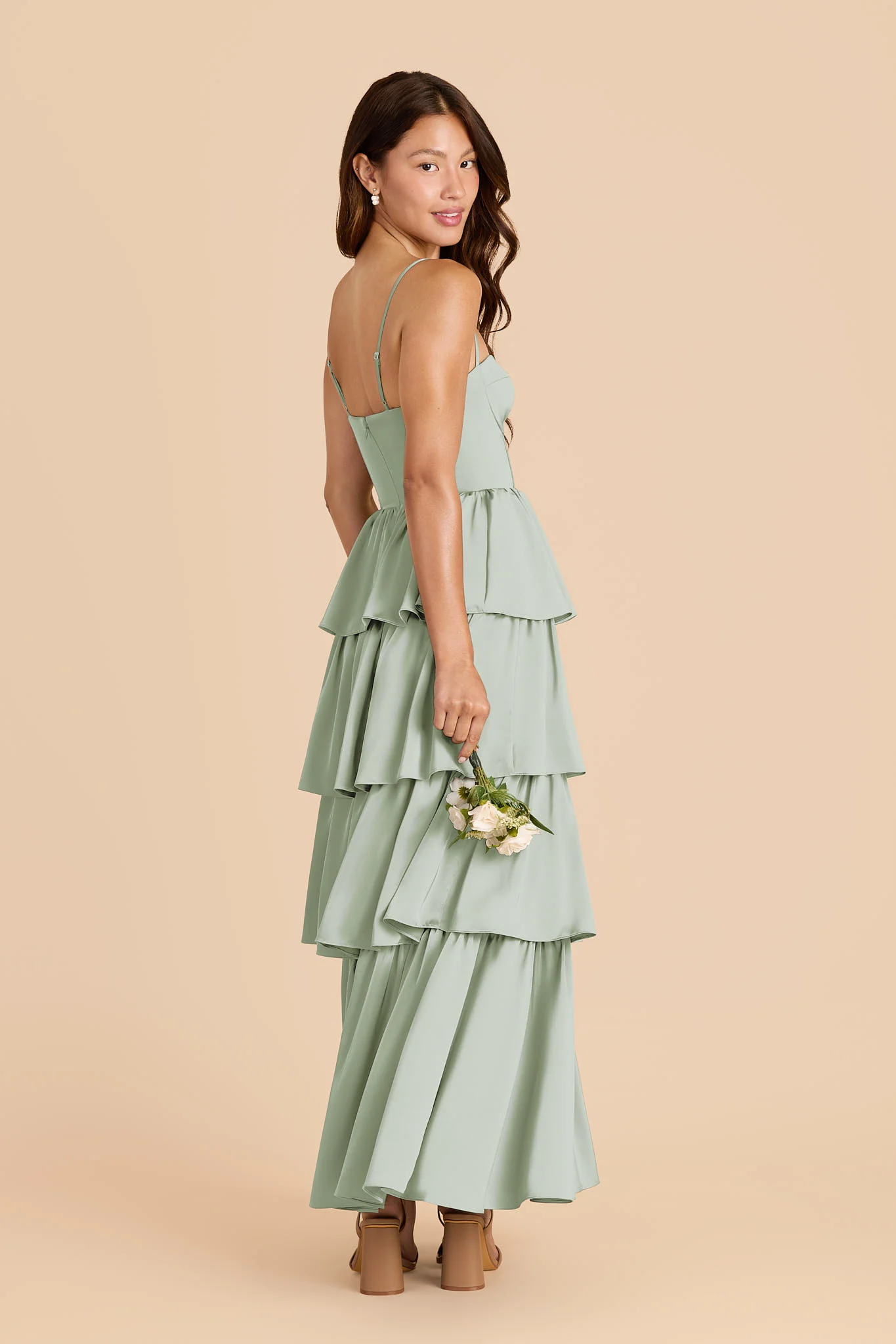 Lola Matte Satin Dress - Sage - Image 3