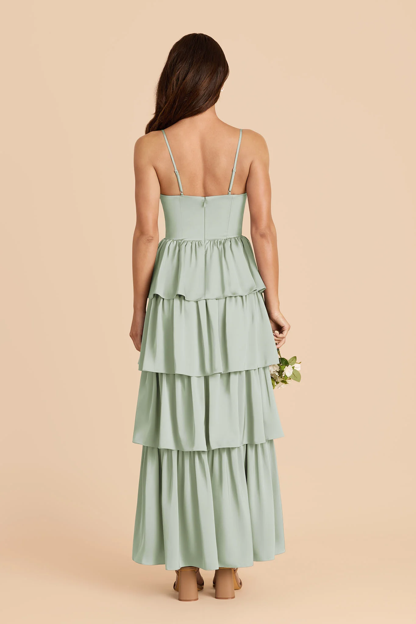 Lola Matte Satin Dress - Sage - Image 4