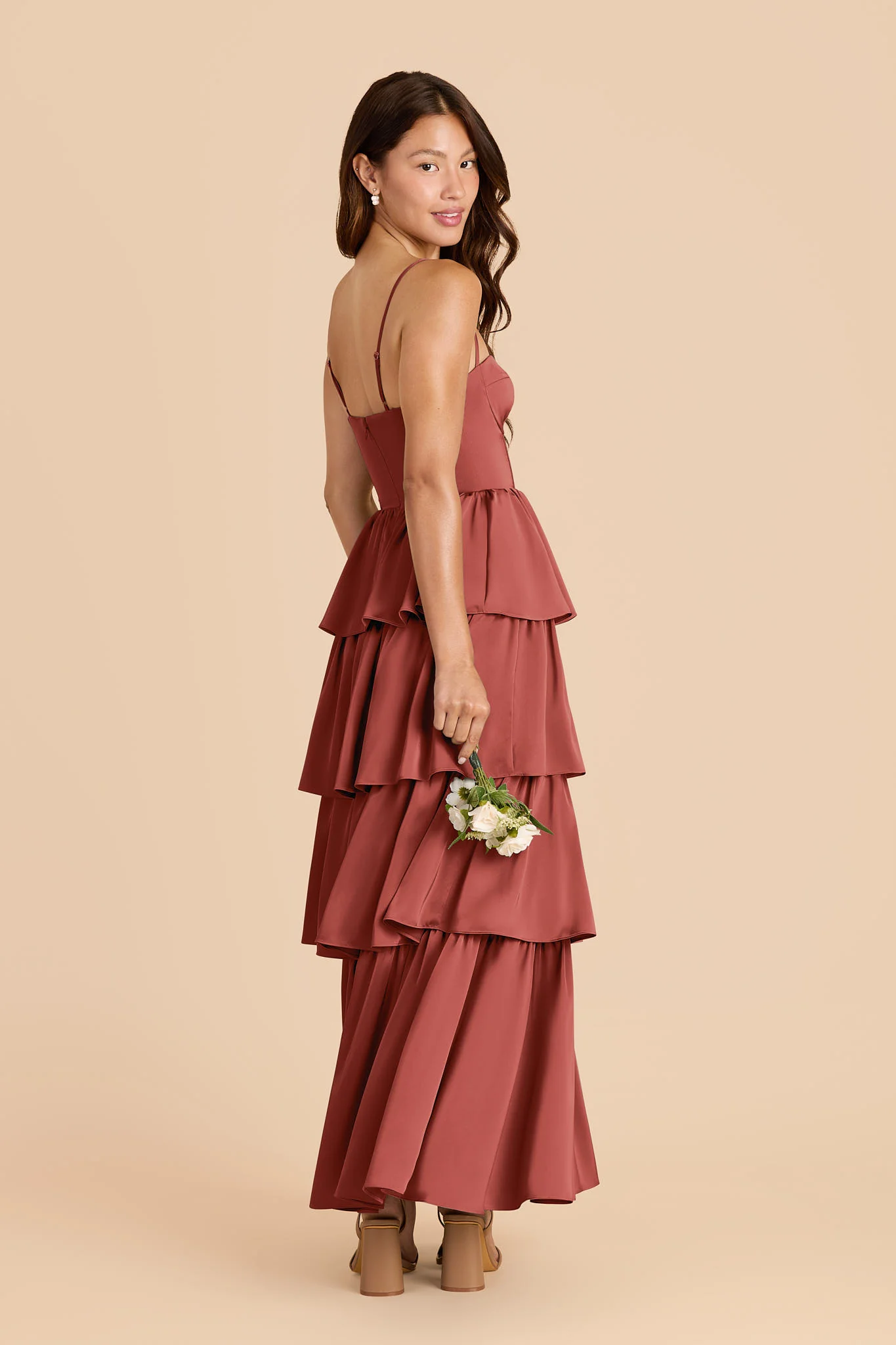 Lola Matte Satin Dress - Spice - Image 3