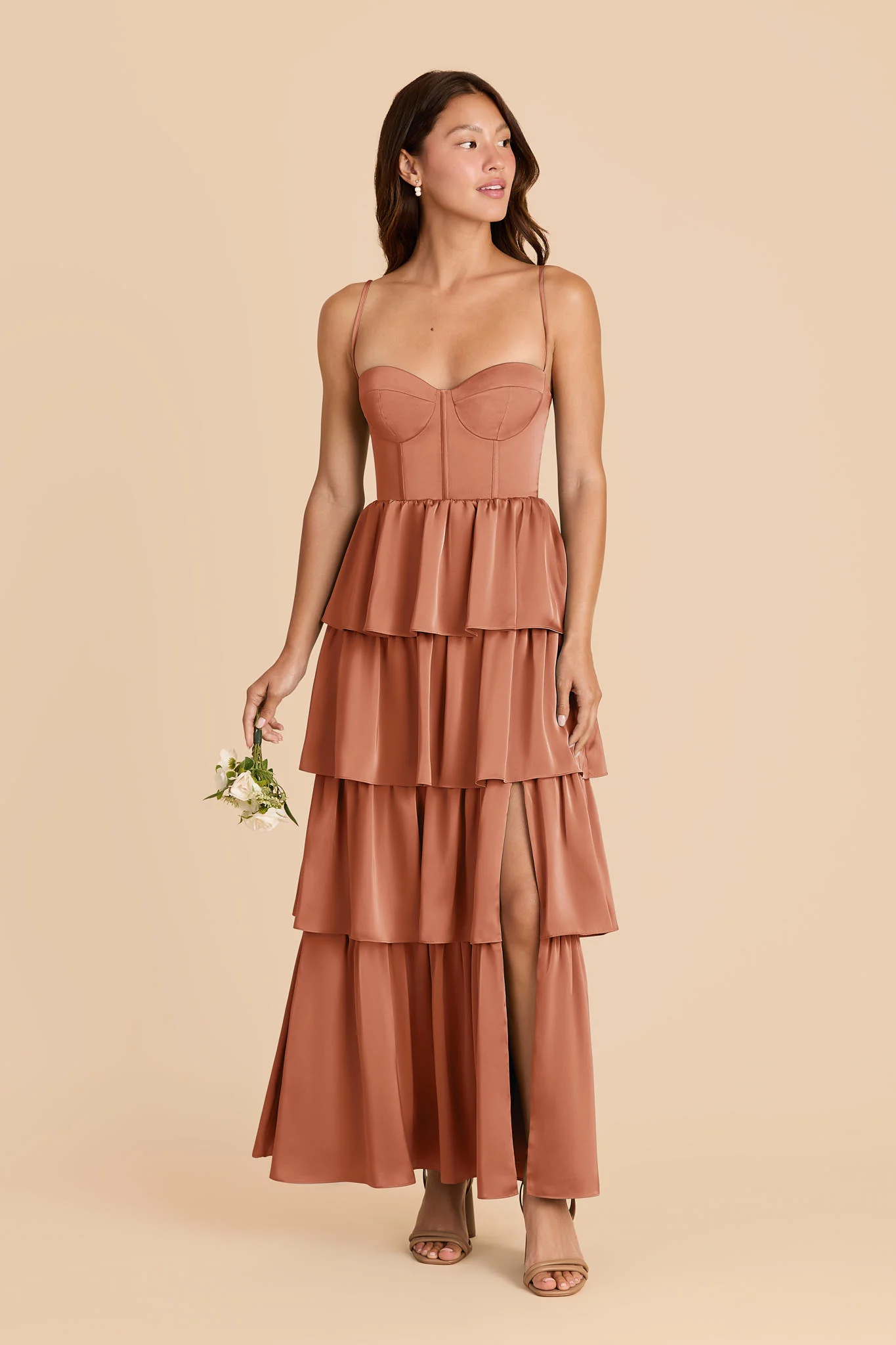 Lola Matte Satin Dress - Terracotta - Image 2
