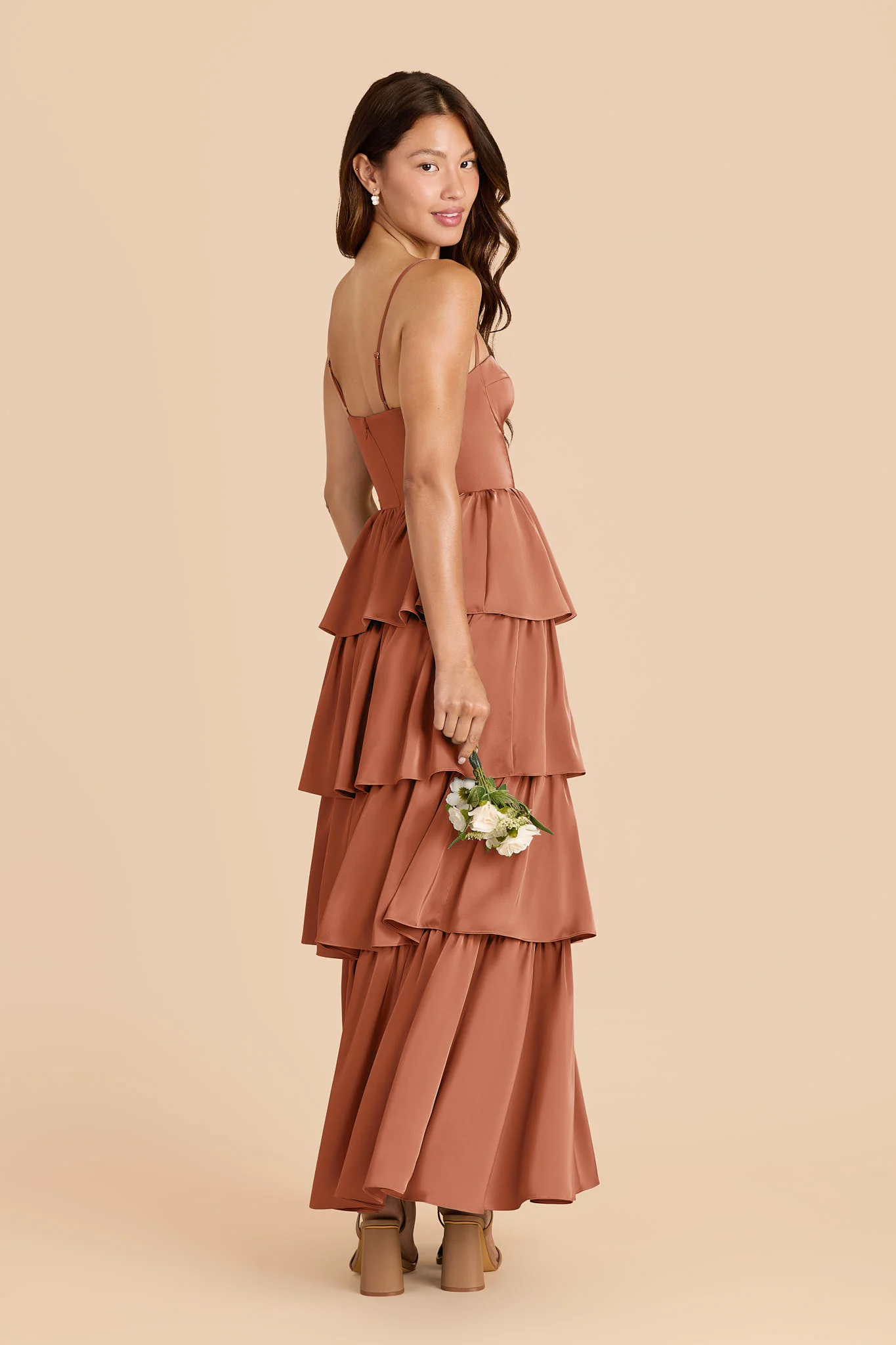 Lola Matte Satin Dress - Terracotta - Image 3