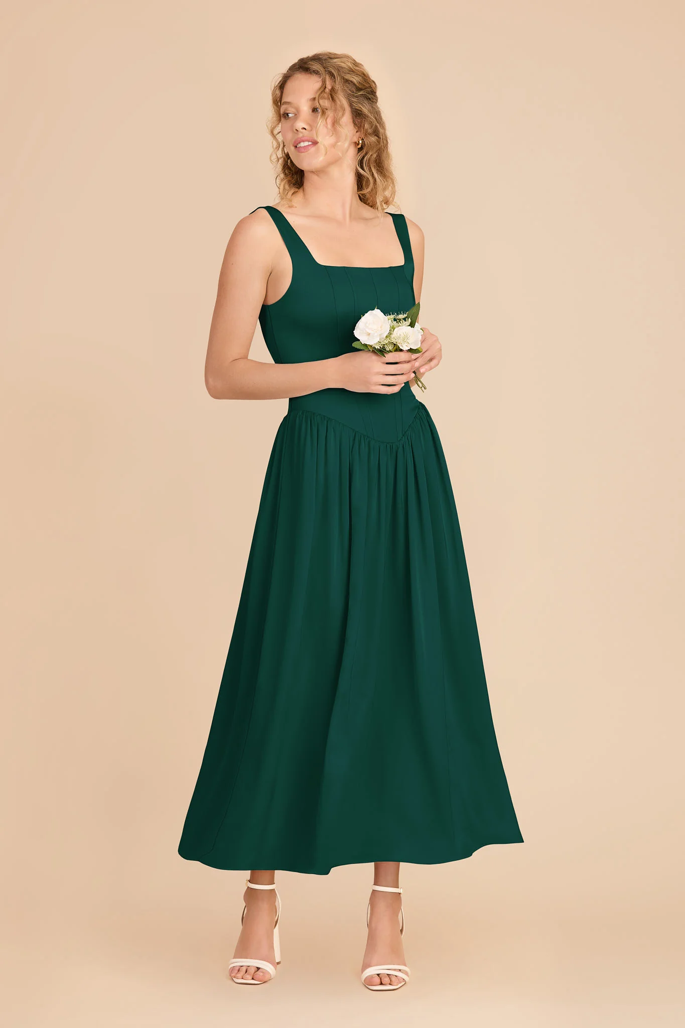 Lorelai Matte Satin Dress - Emerald - Image 2