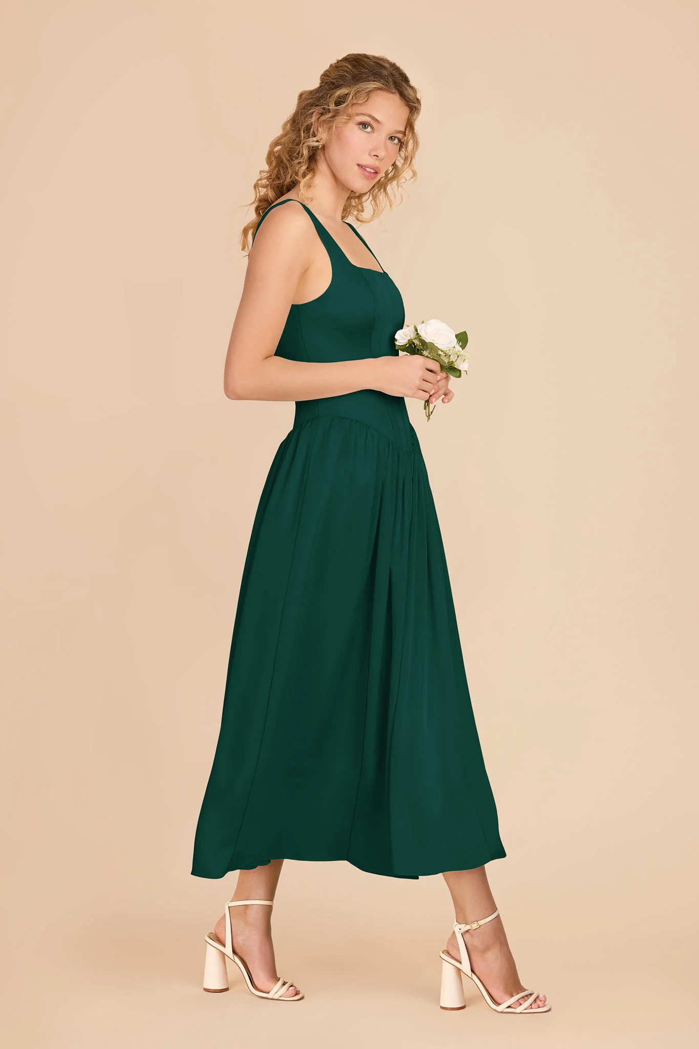Lorelai Matte Satin Dress - Emerald - Image 3