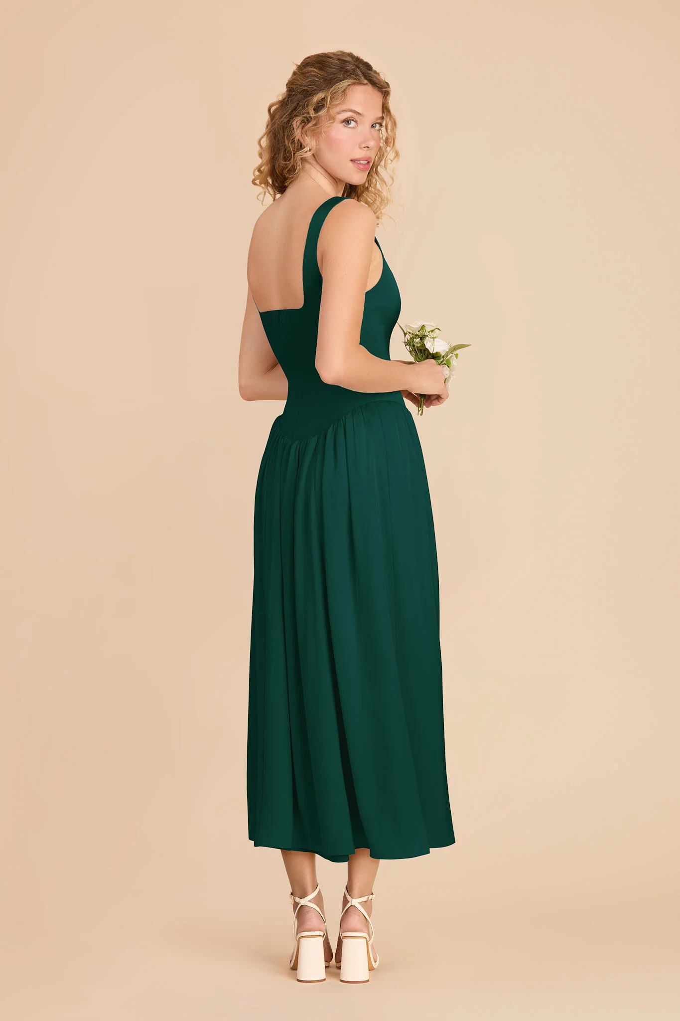 Lorelai Matte Satin Dress - Emerald - Image 4