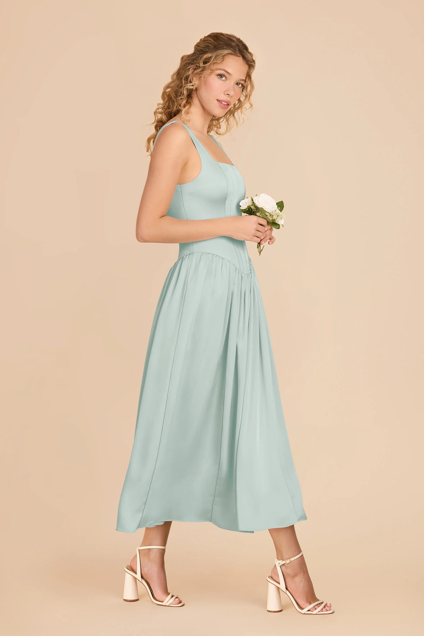 Lorelai Matte Satin Dress - Mint - Image 5
