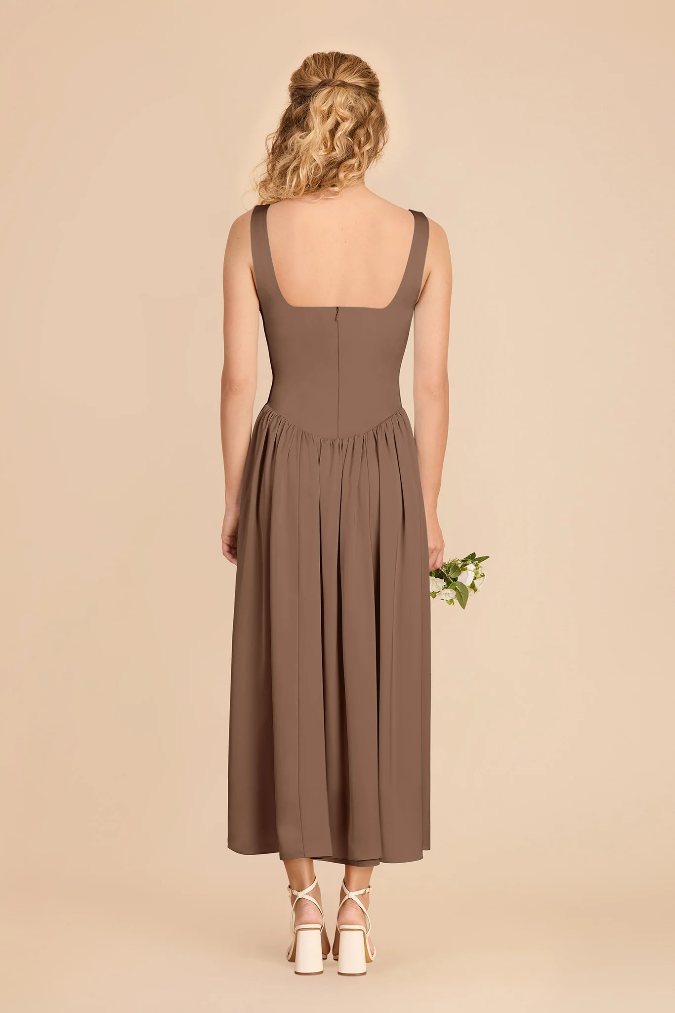 Lorelai Matte Satin Dress - Mocha - Image 3
