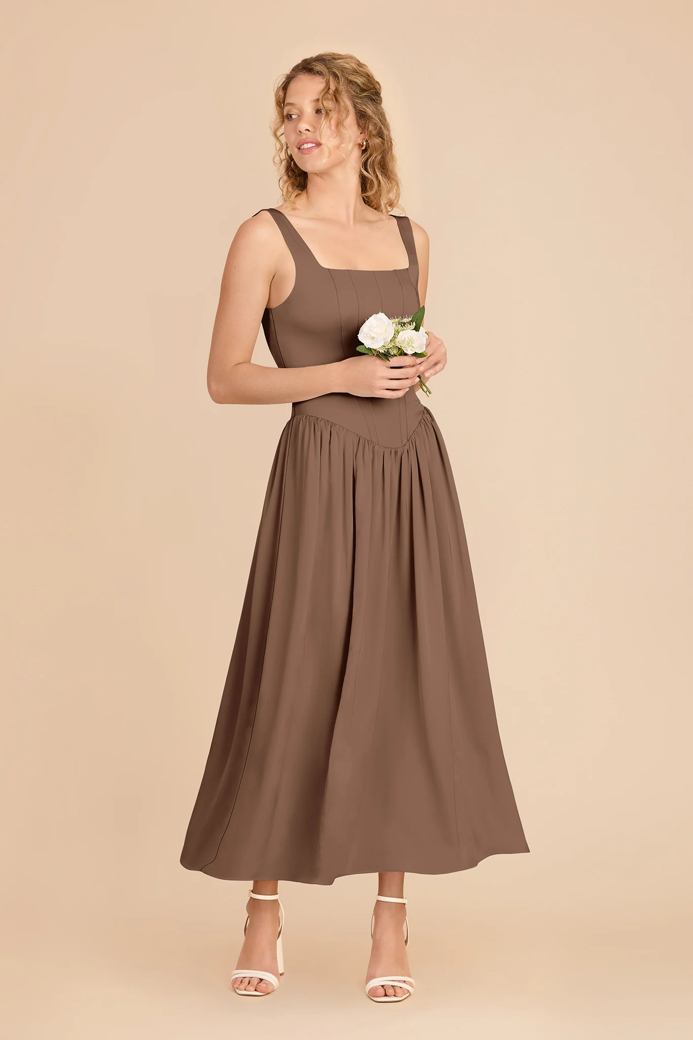 Lorelai Matte Satin Dress - Mocha - Image 4