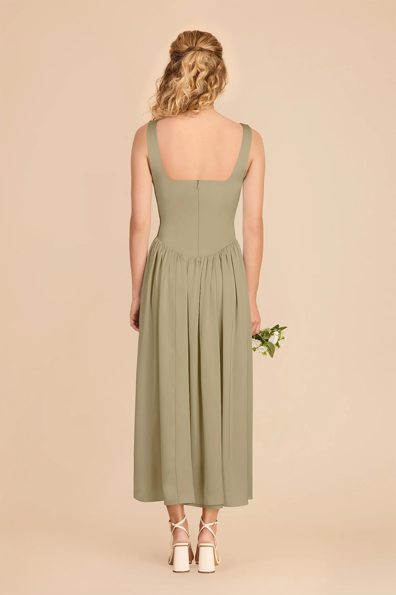 Lorelai Matte Satin Dress - Moss Green - Image 5