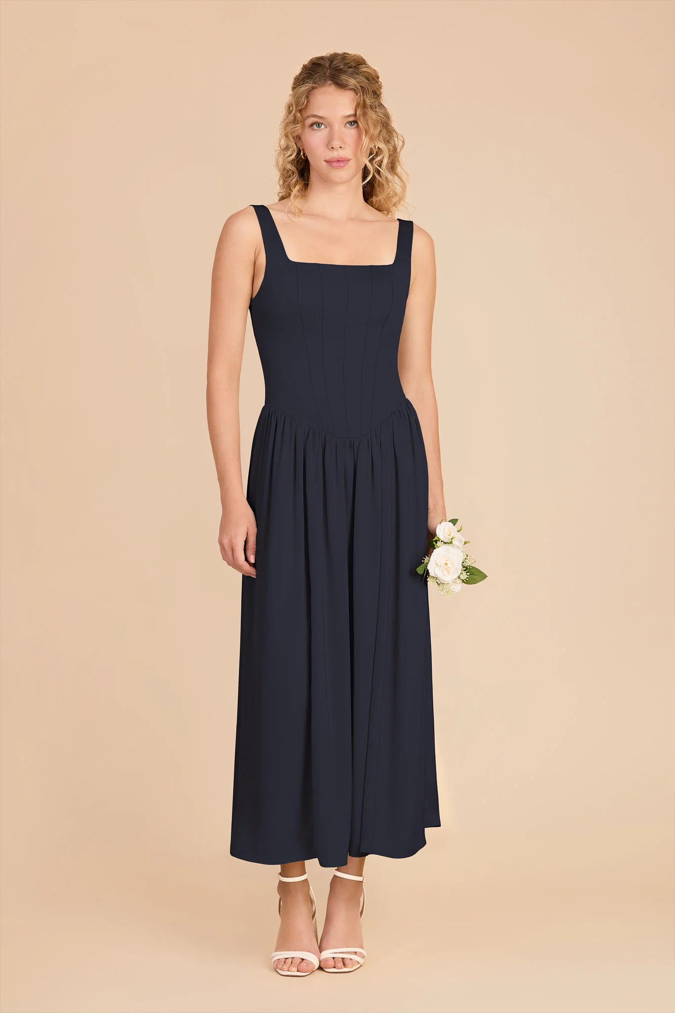 Lorelai Matte Satin Dress - Navy