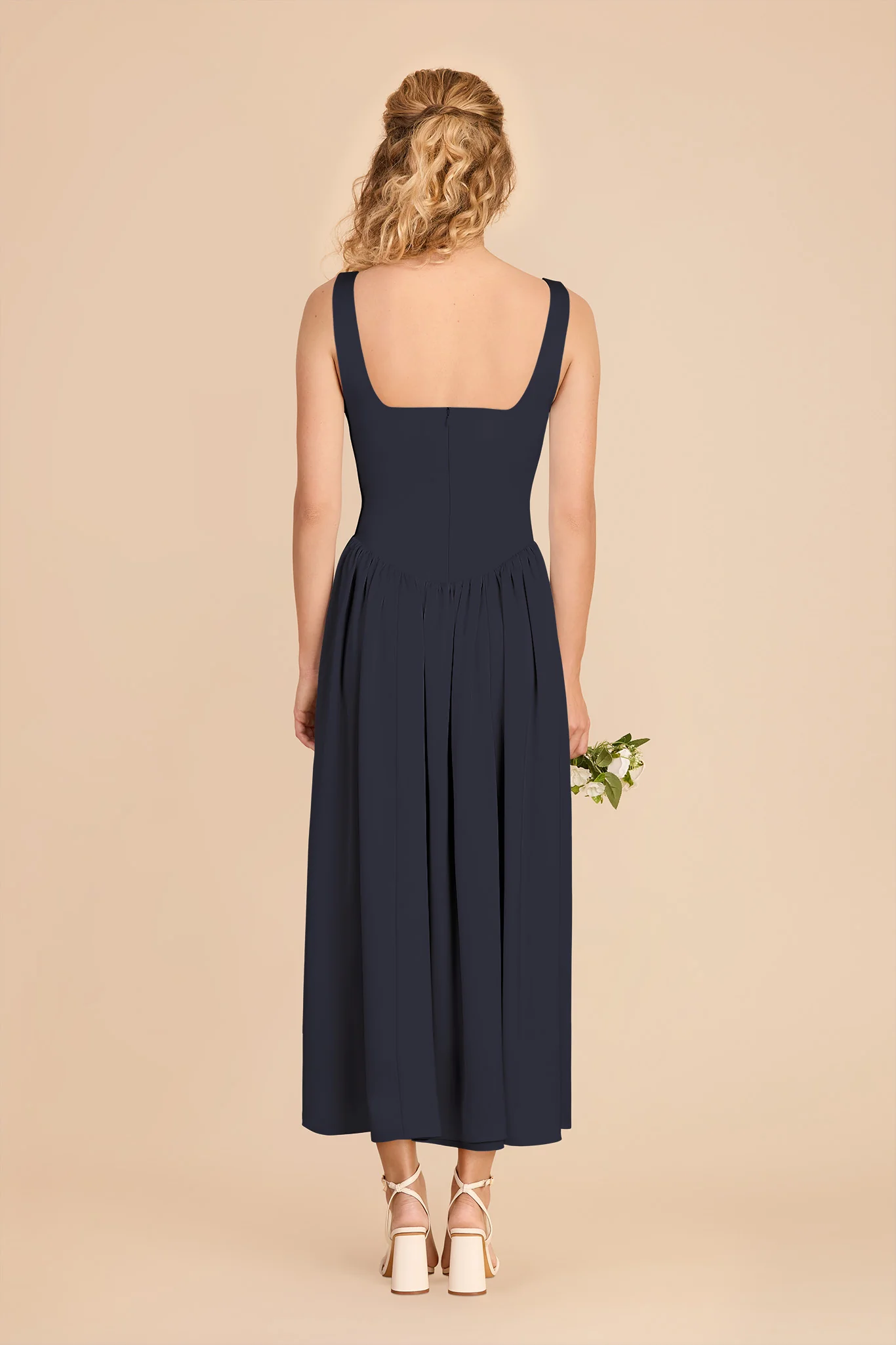 Lorelai Matte Satin Dress - Navy - Image 5