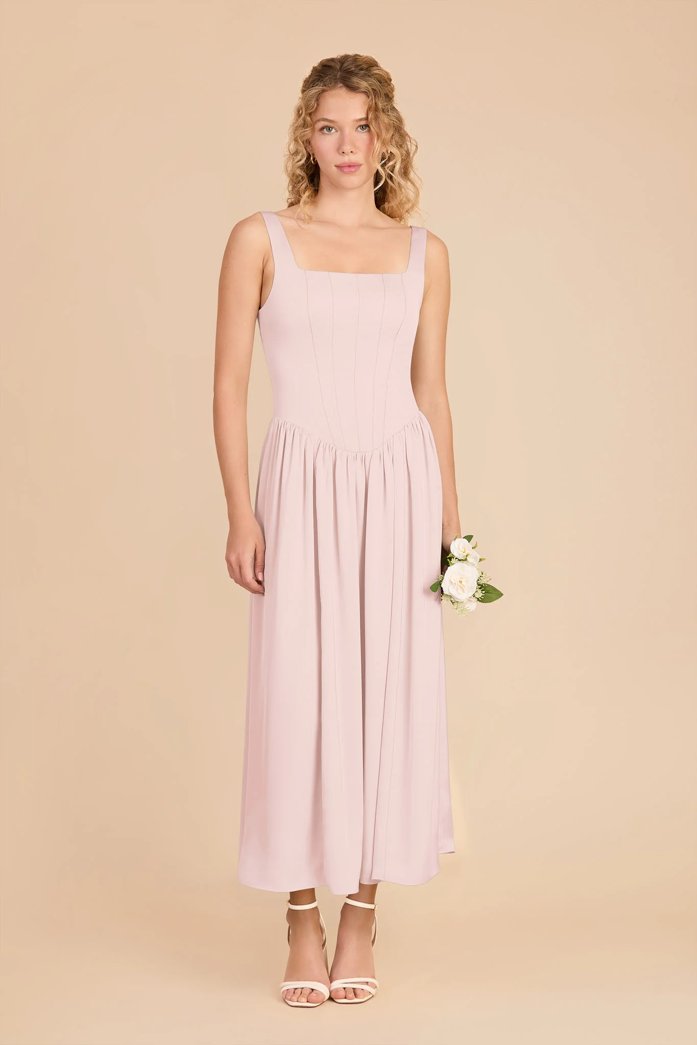 Lorelai Matte Satin Dress - Pale Blush