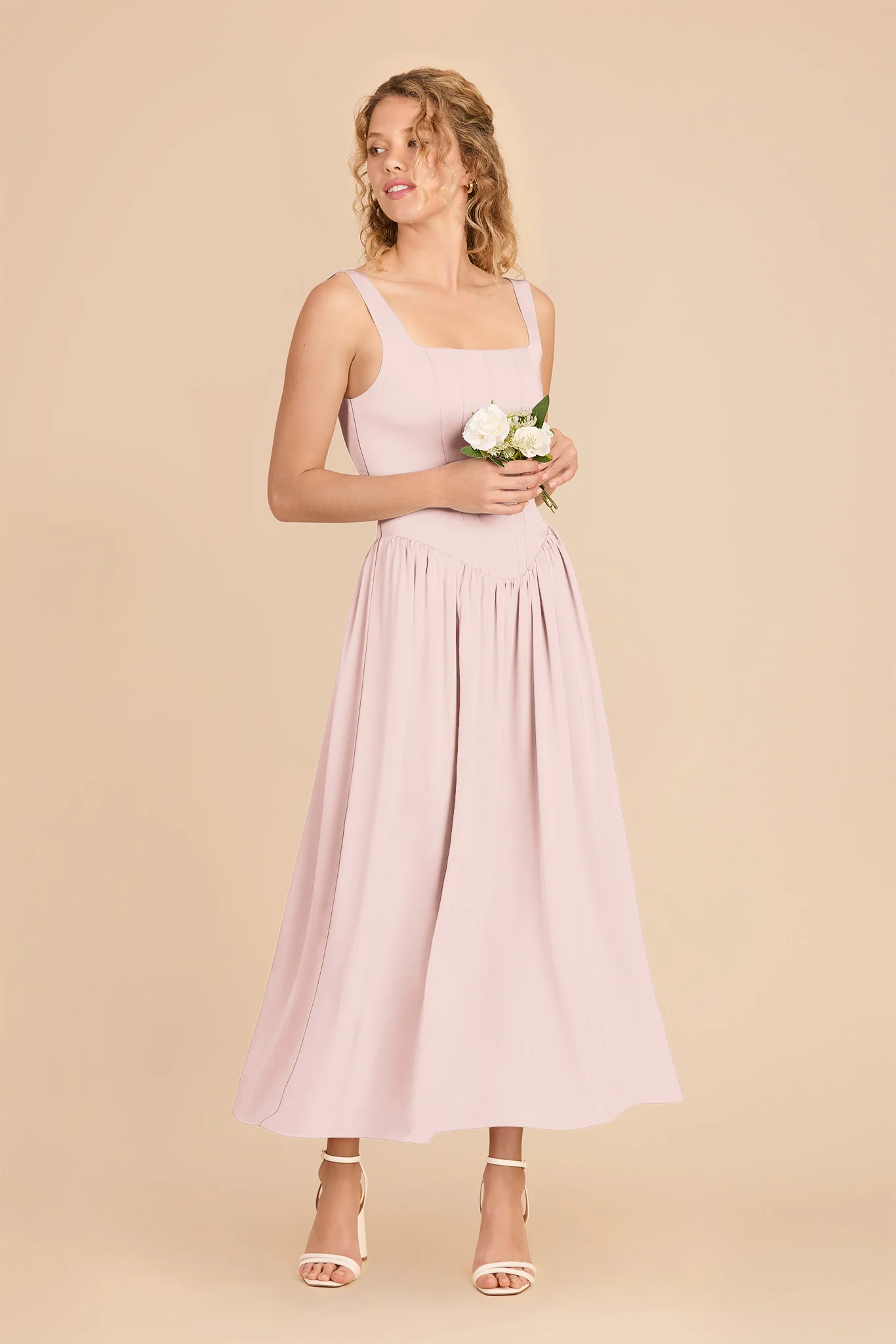 Lorelai Matte Satin Dress - Pale Blush - Image 3