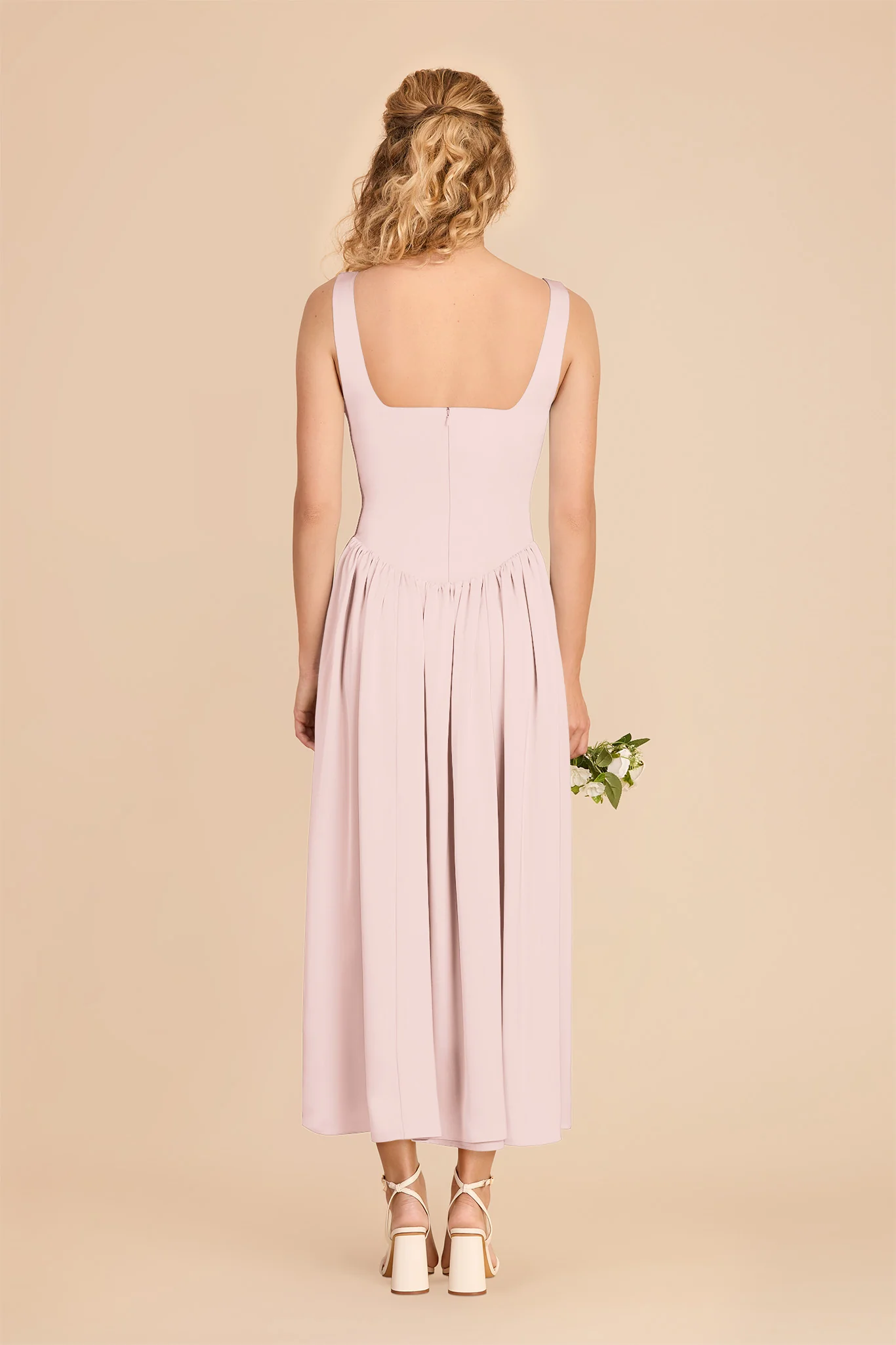 Lorelai Matte Satin Dress - Pale Blush - Image 4
