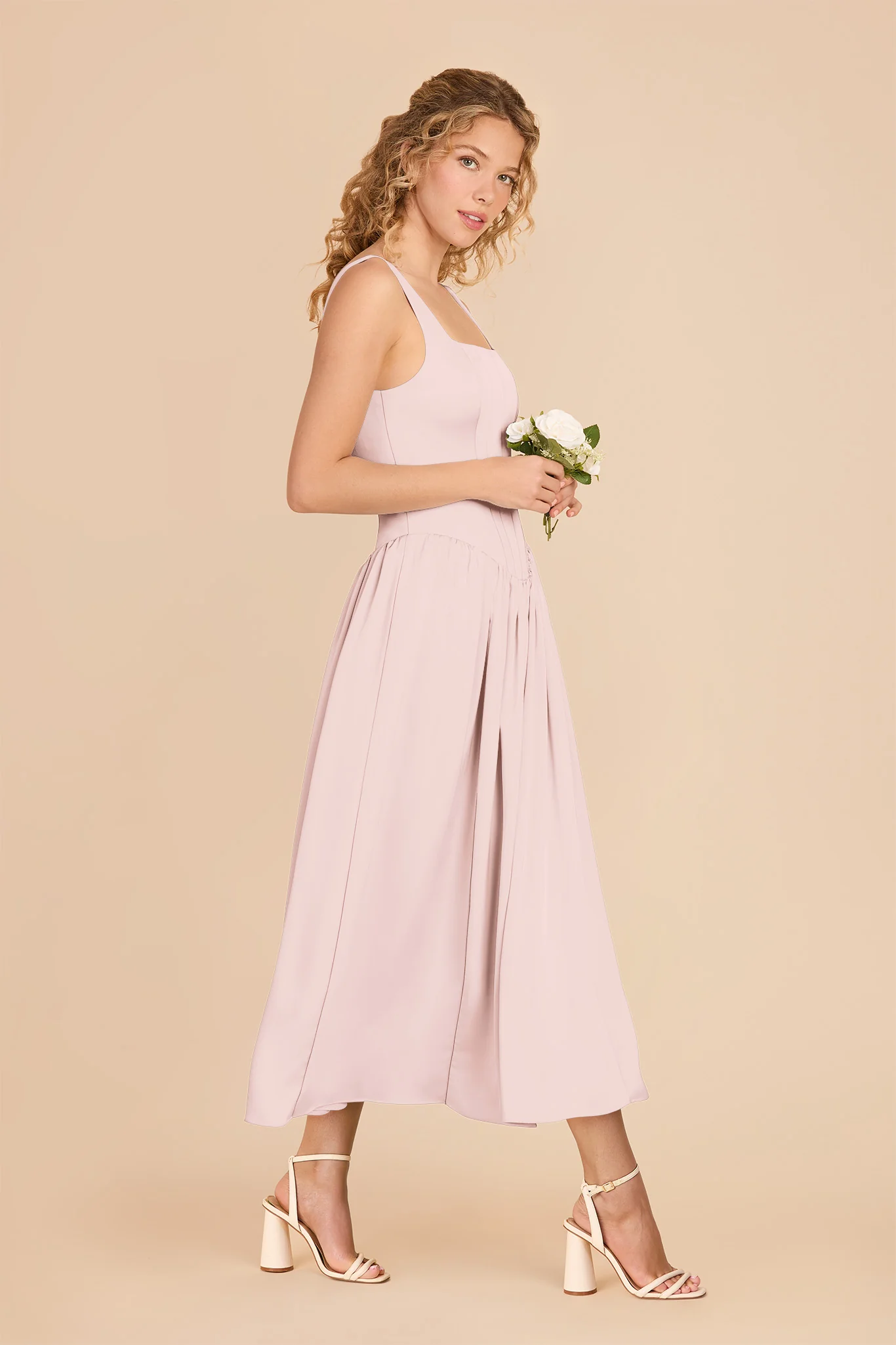 Lorelai Matte Satin Dress - Pale Blush - Image 5