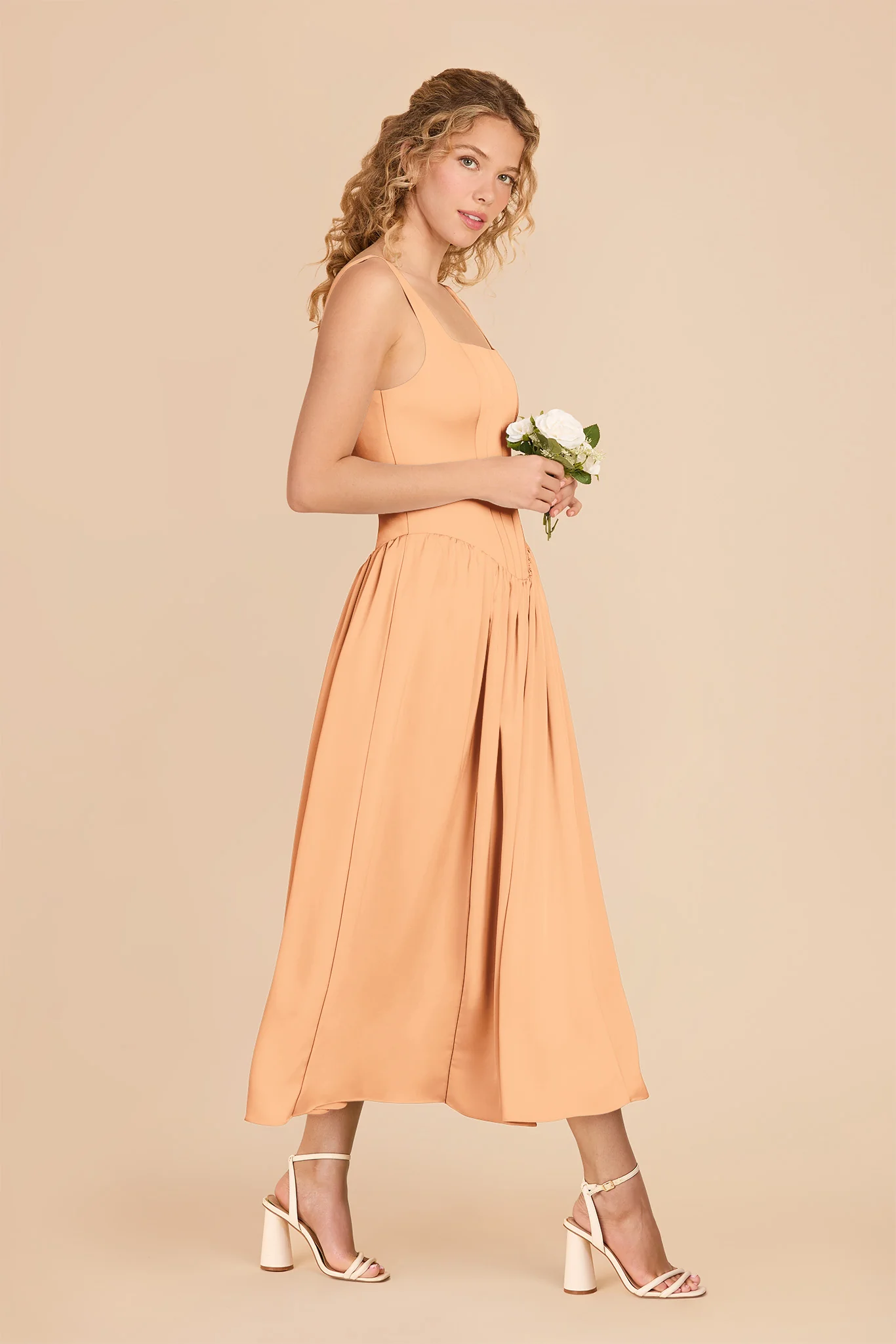 Lorelai Matte Satin Dress - Peach - Image 3