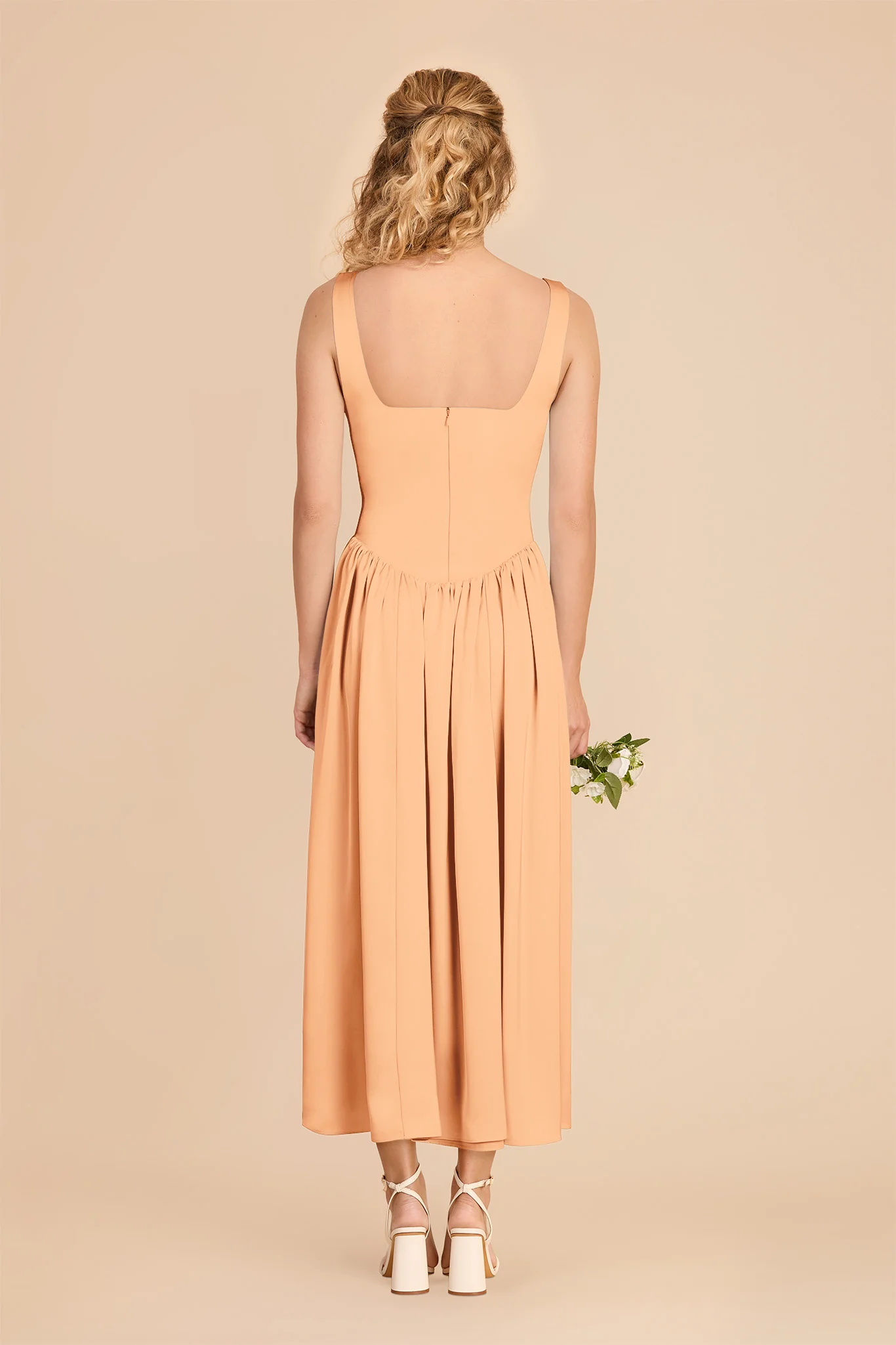 Lorelai Matte Satin Dress - Peach - Image 5