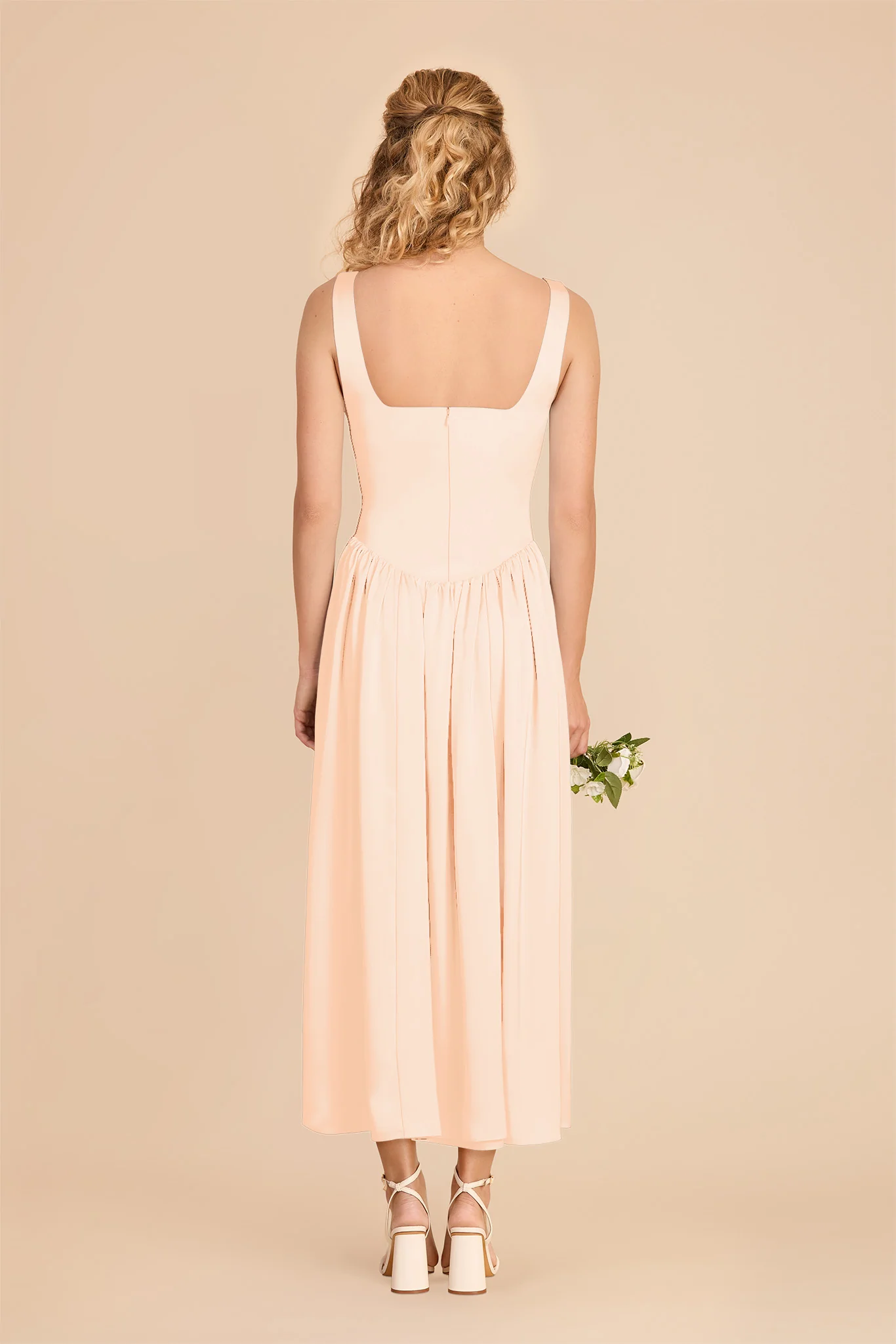 Lorelai Matte Satin Dress - Peach Cream - Image 4