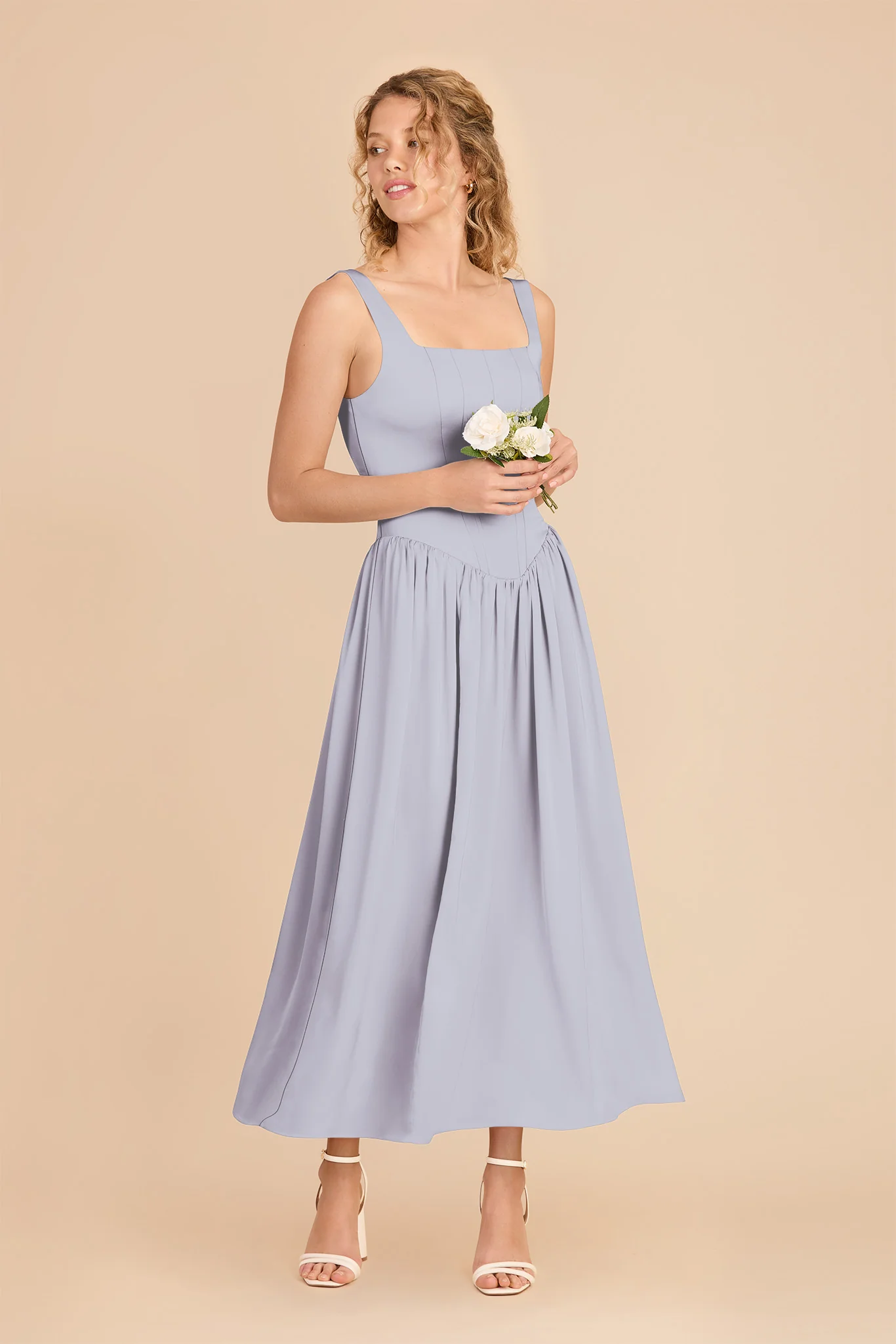 Lorelai Matte Satin Dress - Periwinkle Blue - Image 2
