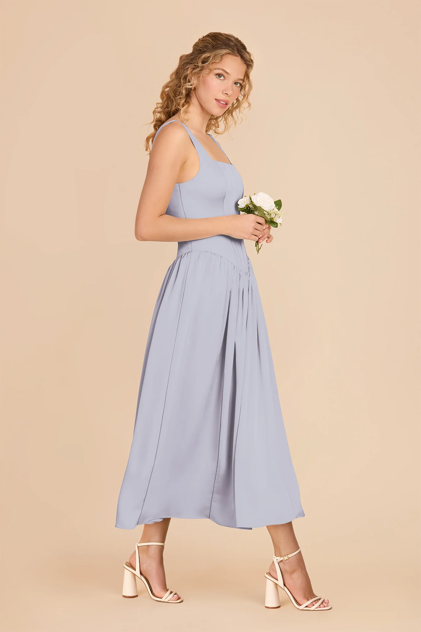 Lorelai Matte Satin Dress - Periwinkle Blue - Image 4