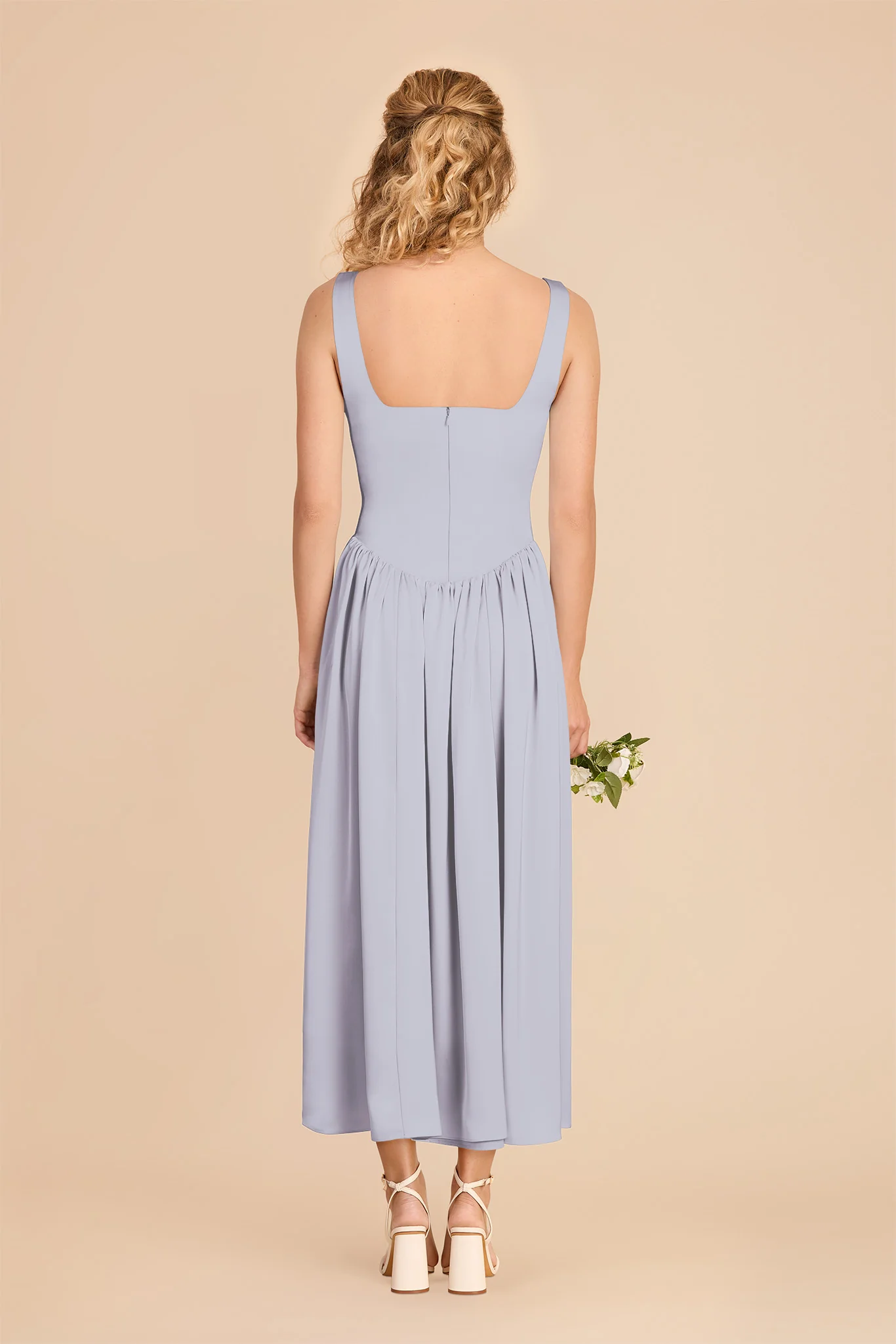 Lorelai Matte Satin Dress - Periwinkle Blue - Image 5