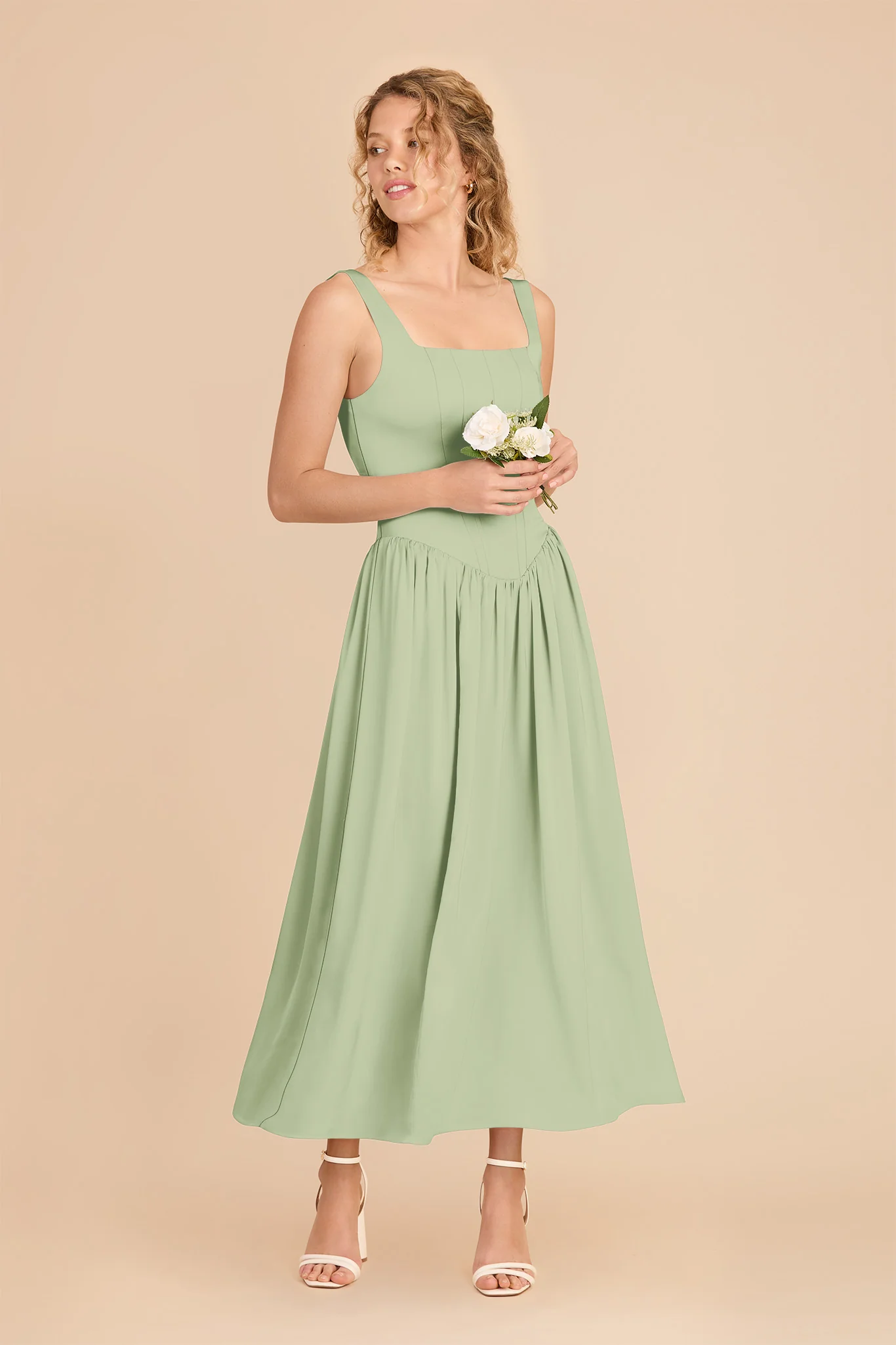 Lorelai Matte Satin Dress - Pistachio - Image 2