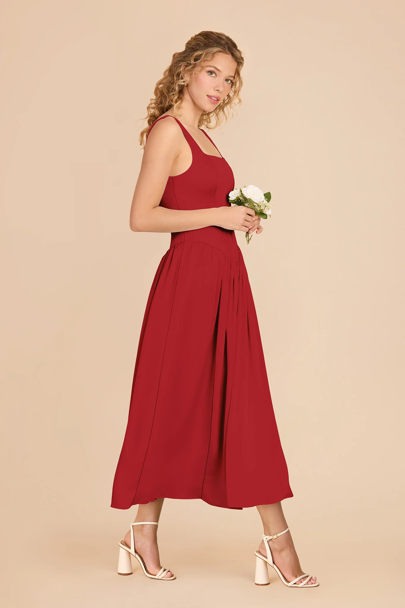 Lorelai Matte Satin Dress - Ruby Red - Image 3