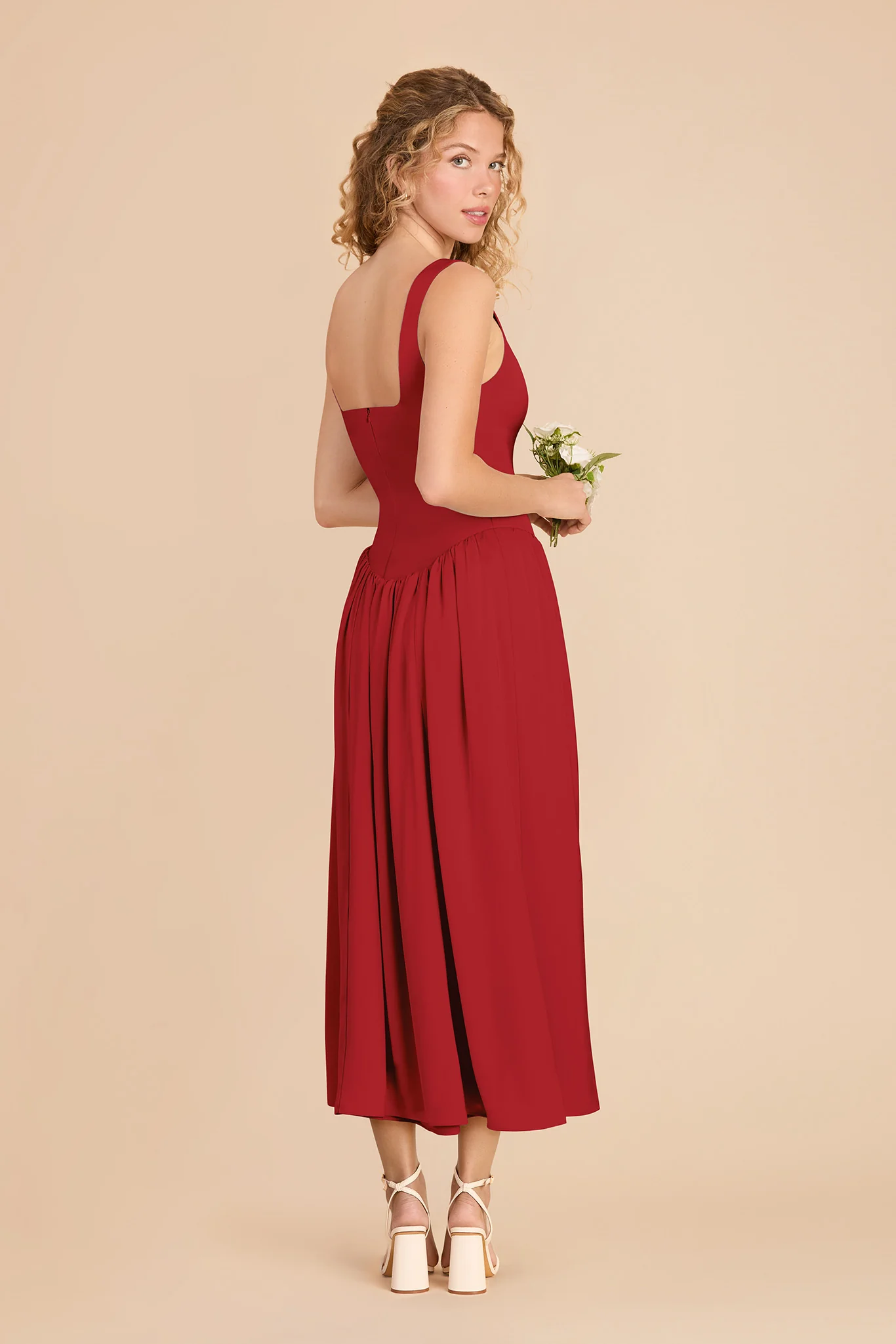 Lorelai Matte Satin Dress - Ruby Red - Image 4