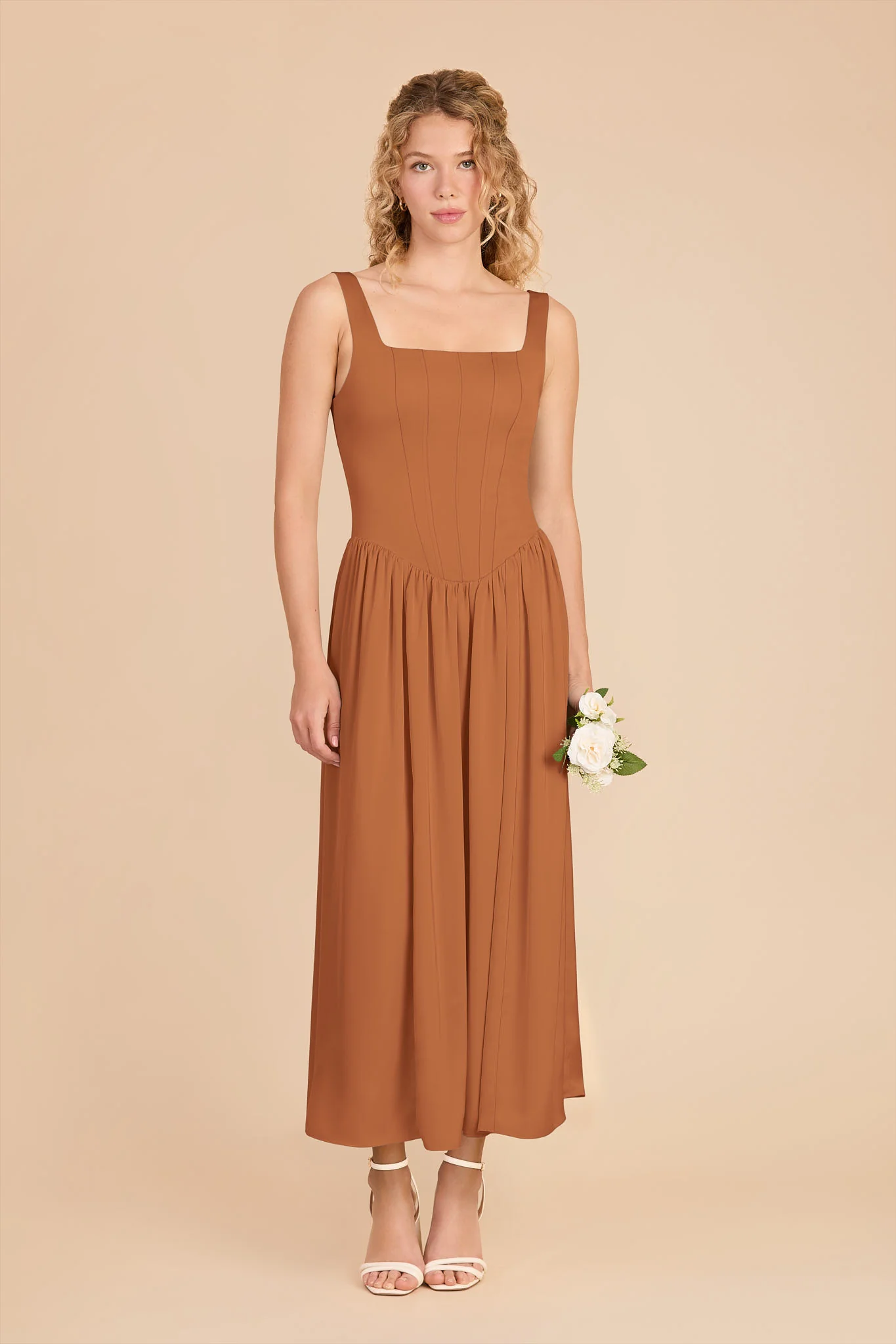Lorelai Matte Satin Dress - Rust