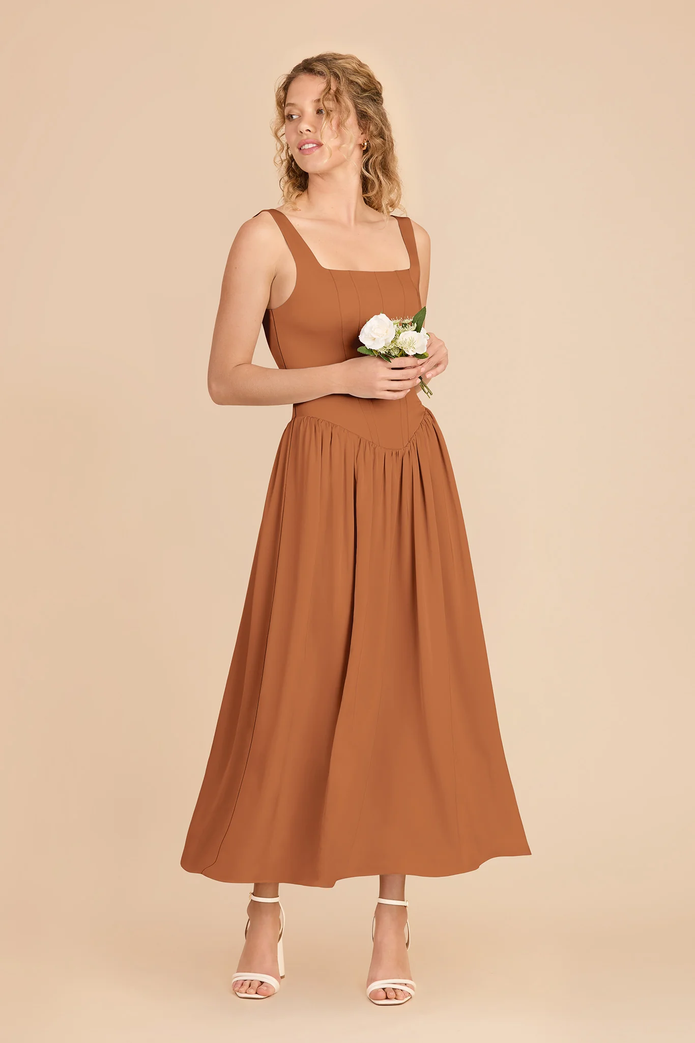 Lorelai Matte Satin Dress - Rust - Image 2
