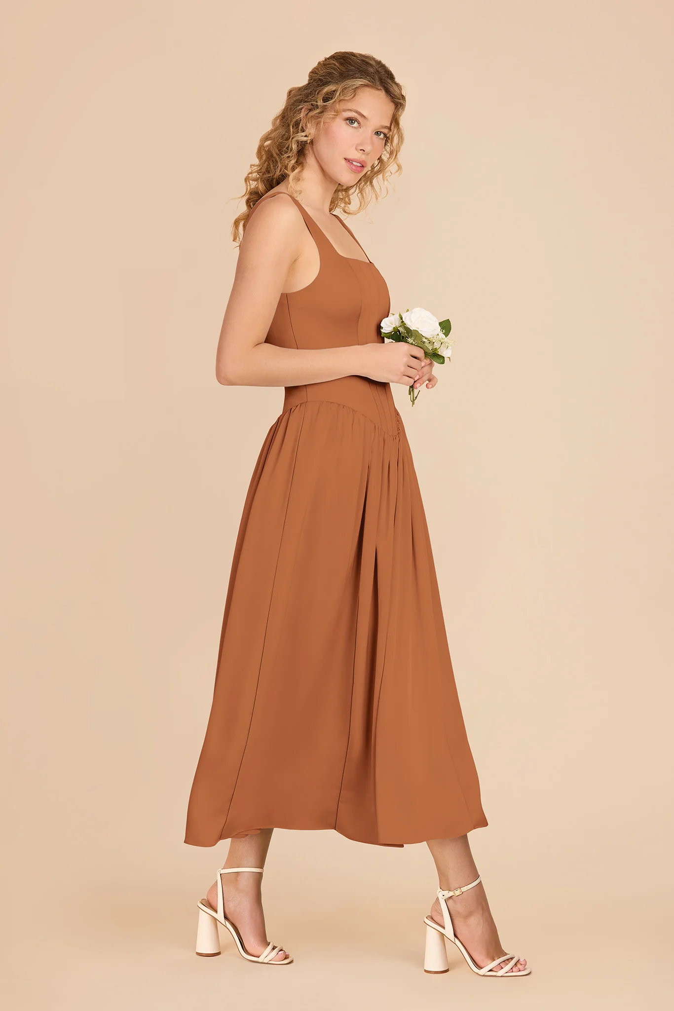 Lorelai Matte Satin Dress - Rust - Image 3