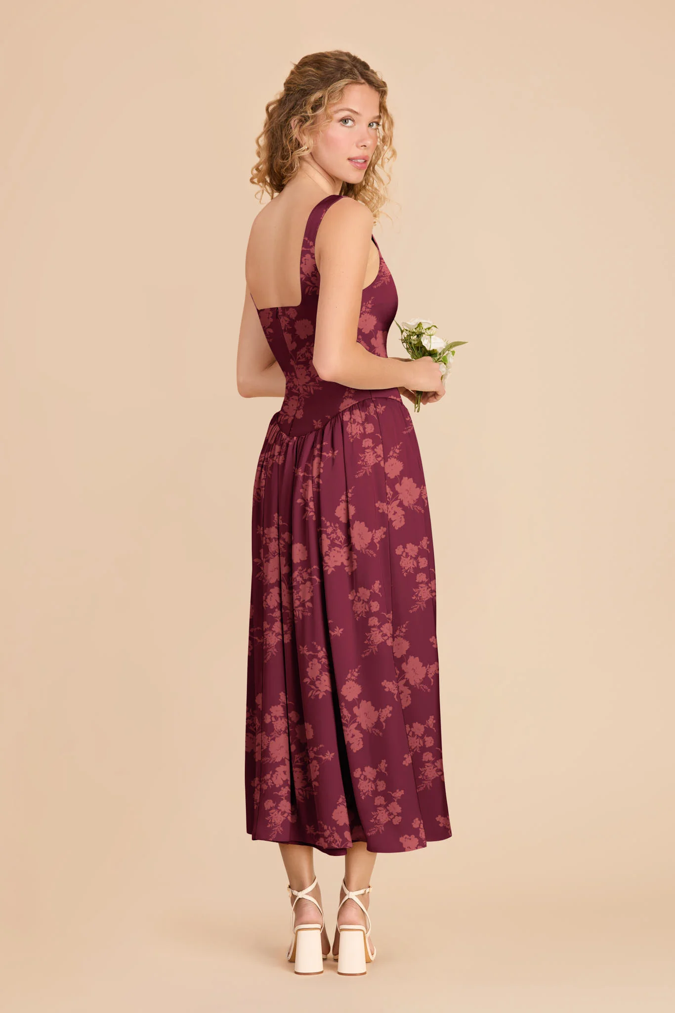 Lorelai Matte Satin Dress - Sangria Whimsical Blooms - Image 2