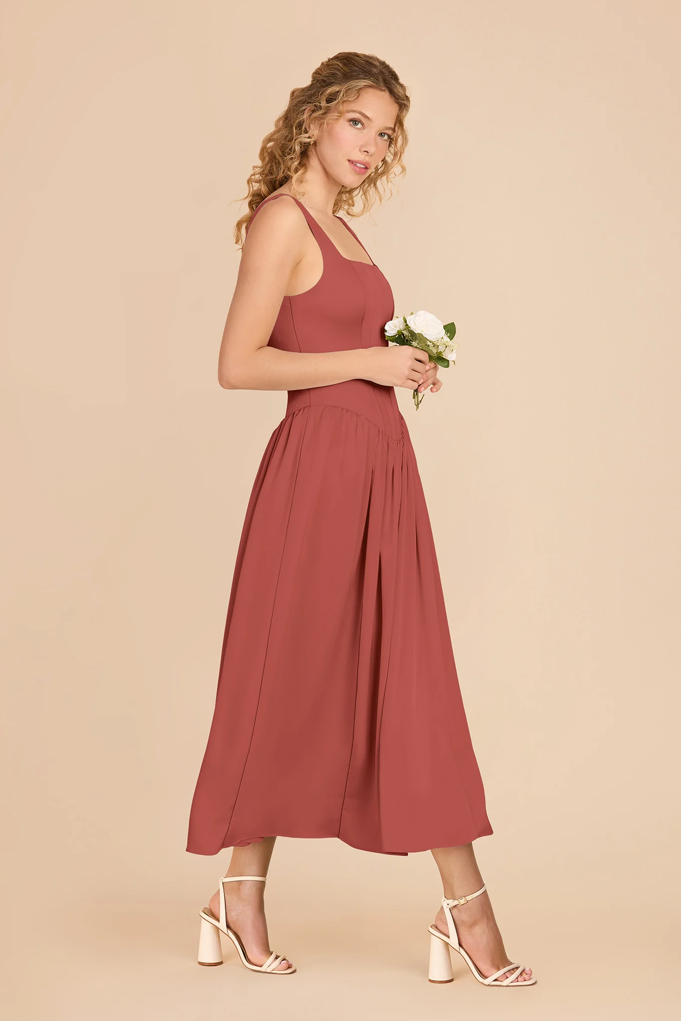 Lorelai Matte Satin Dress - Spice - Image 3