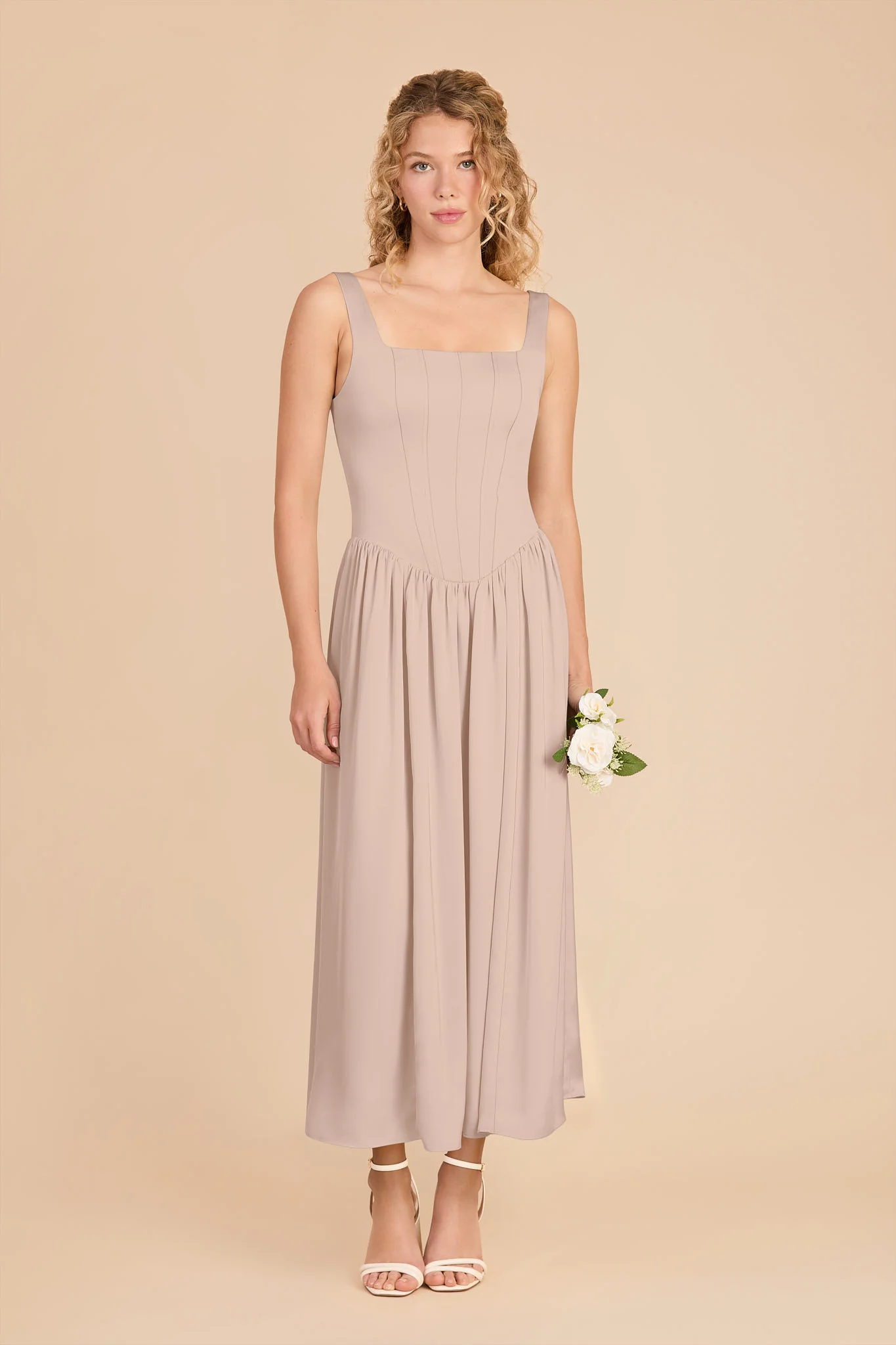 Lorelai Matte Satin Dress - Taupe