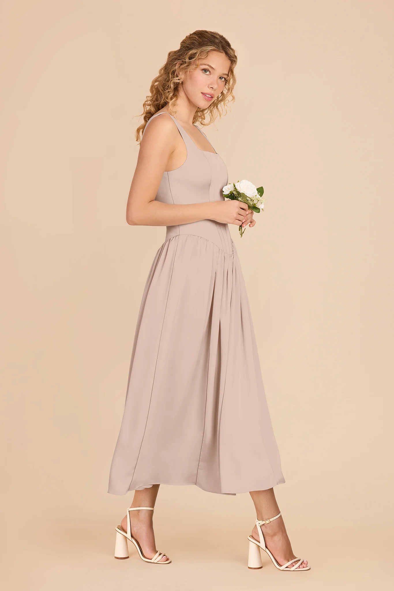 Lorelai Matte Satin Dress - Taupe - Image 3