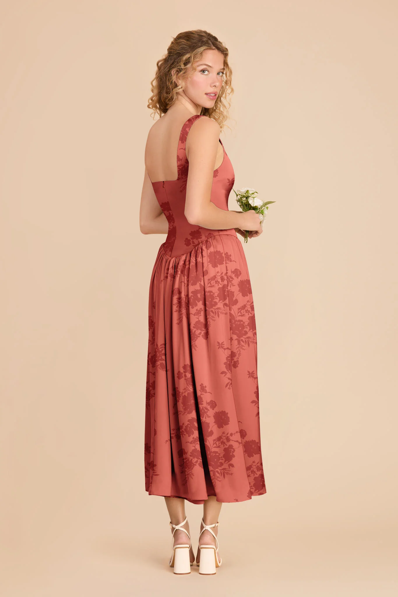 Lorelai Matte Satin Dress - Wild Rose Whimsical Blooms - Image 2
