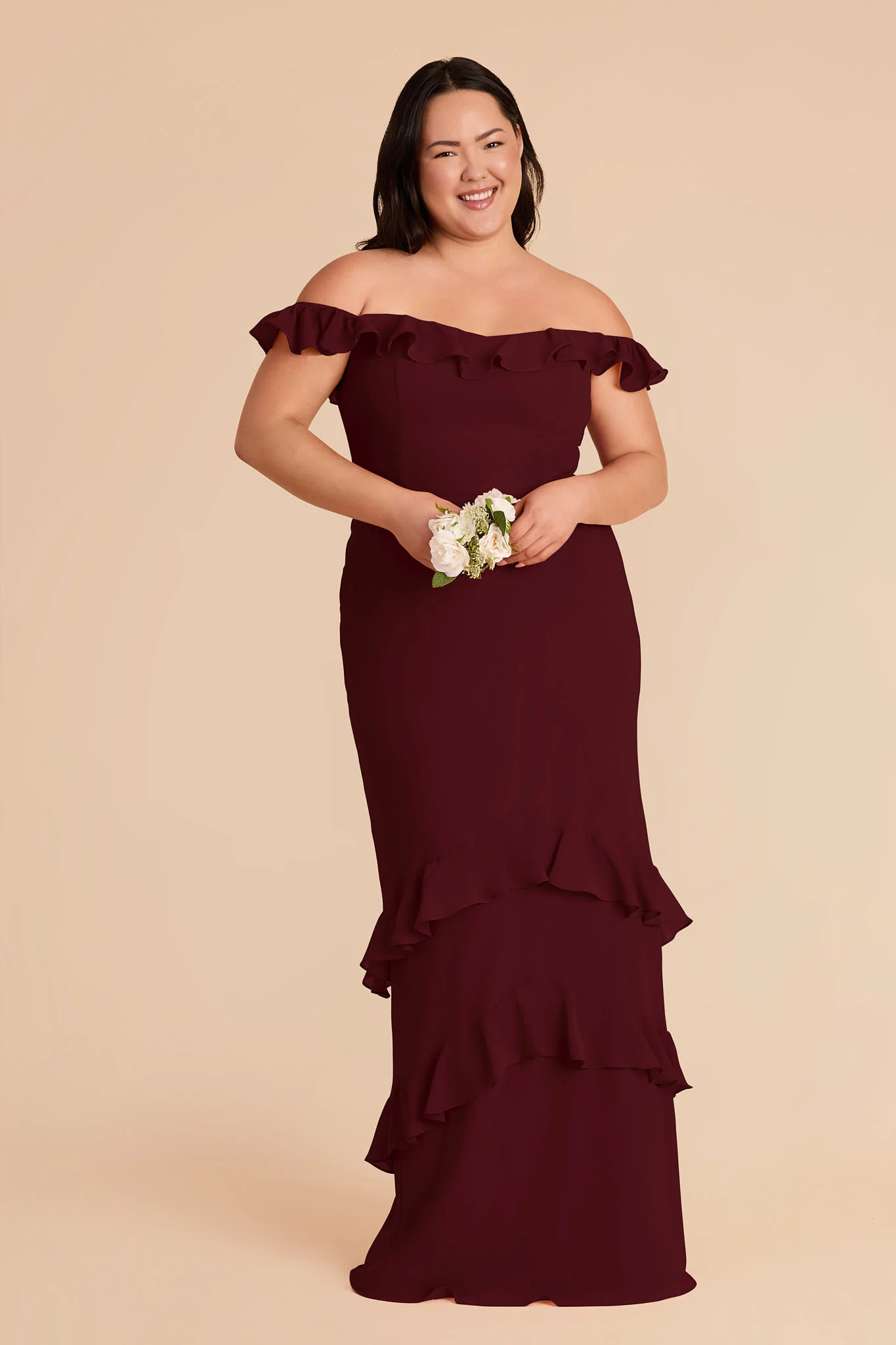Luna Chiffon Dress - Cabernet - Image 7