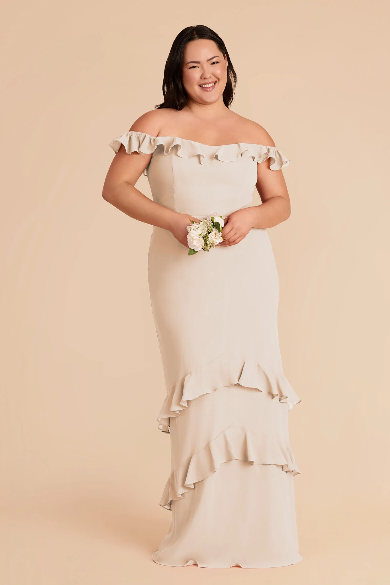 Luna Chiffon Dress - Champagne - Image 8