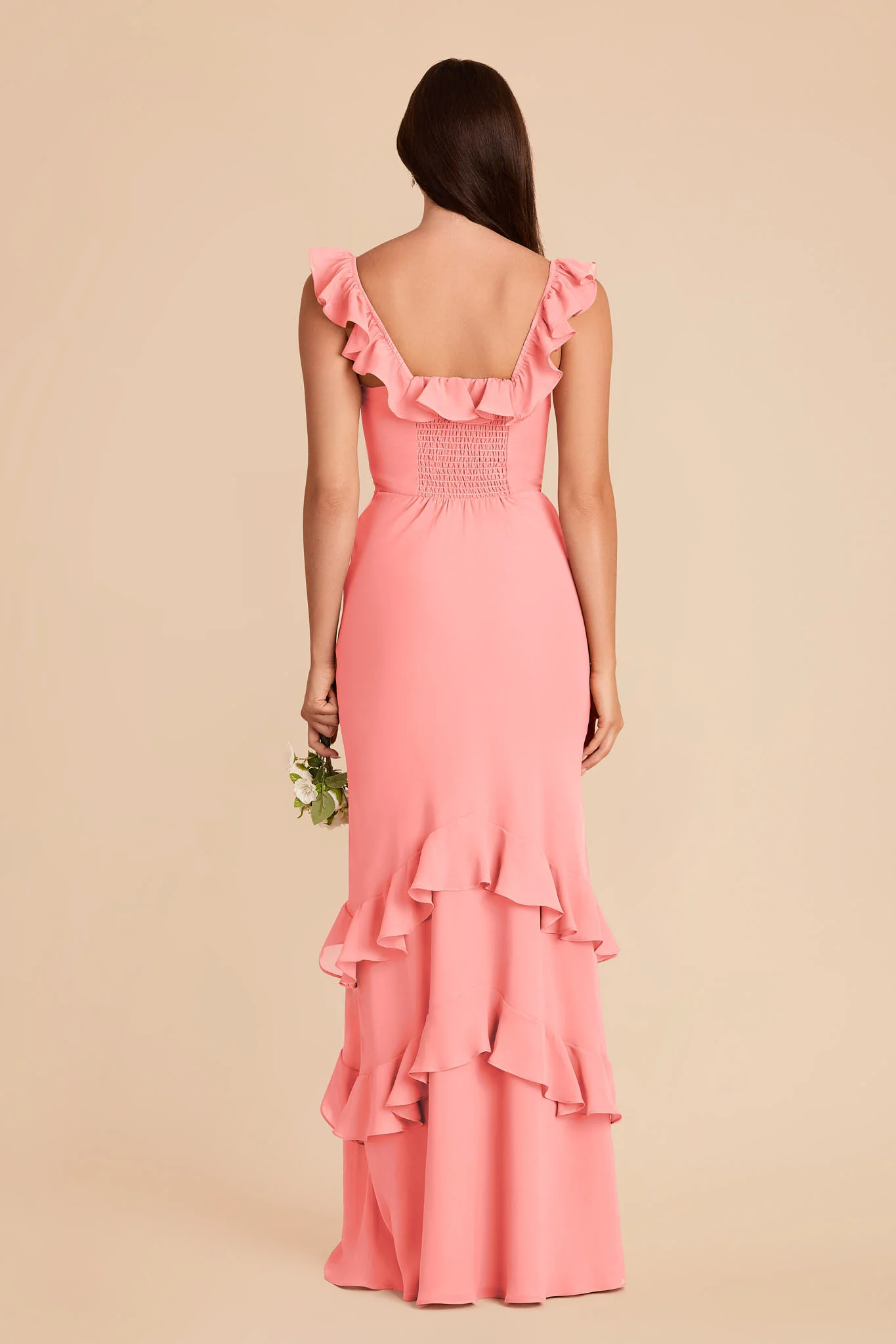 Luna Chiffon Dress - Coral Pink - Image 6