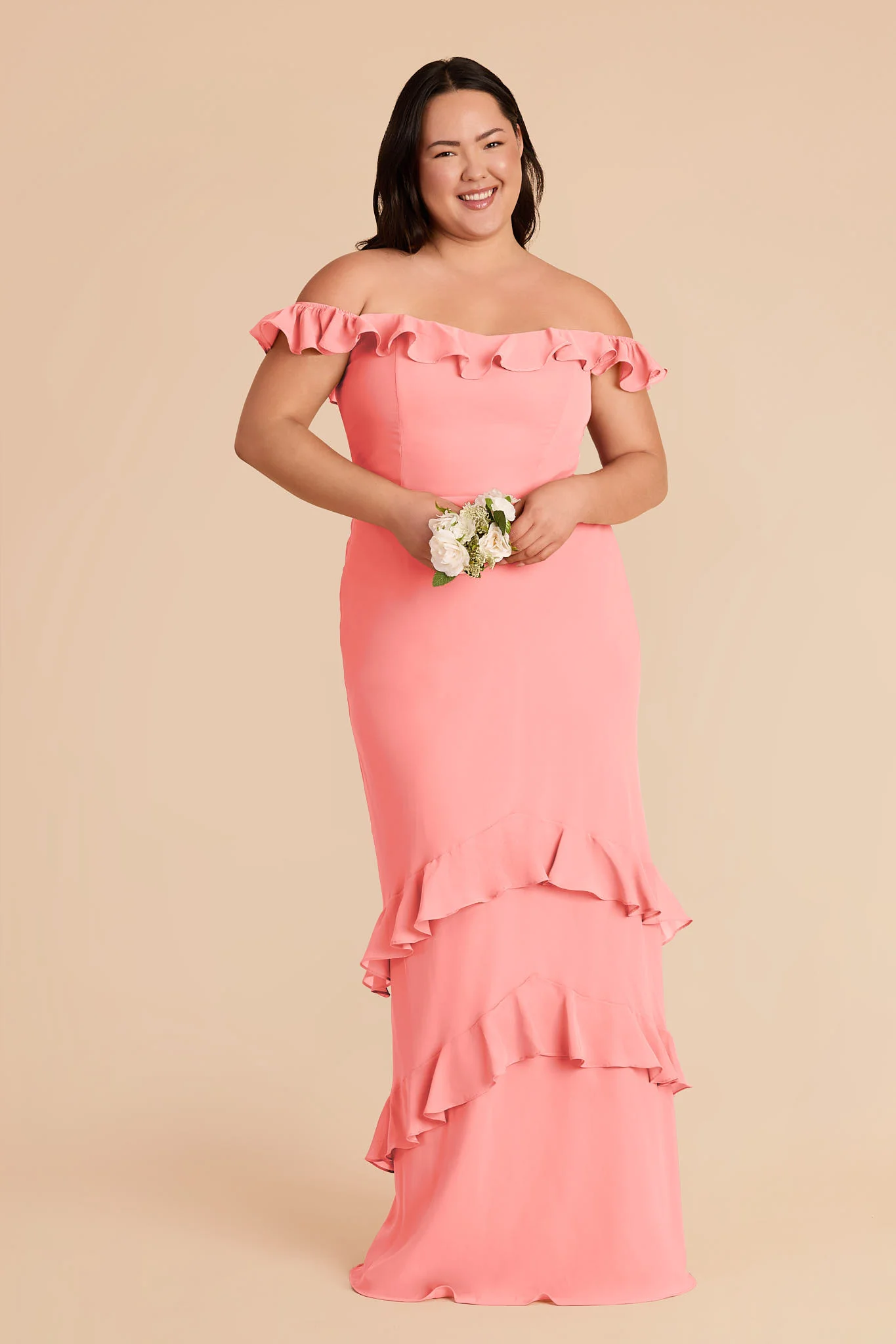 Luna Chiffon Dress - Coral Pink - Image 7