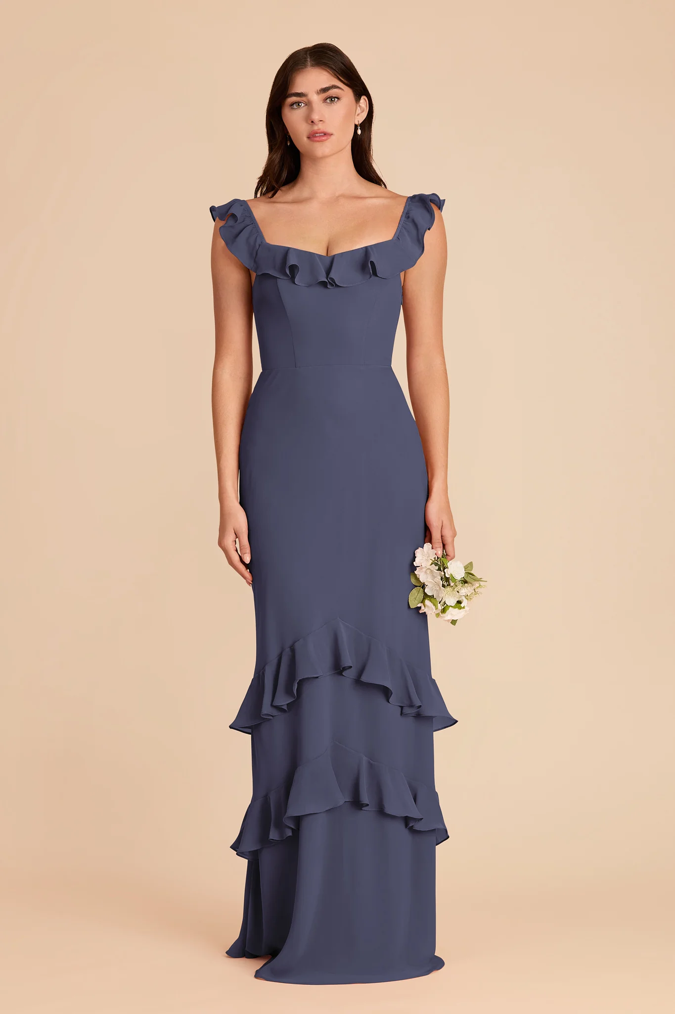 Luna Chiffon Dress - Dusk Blue