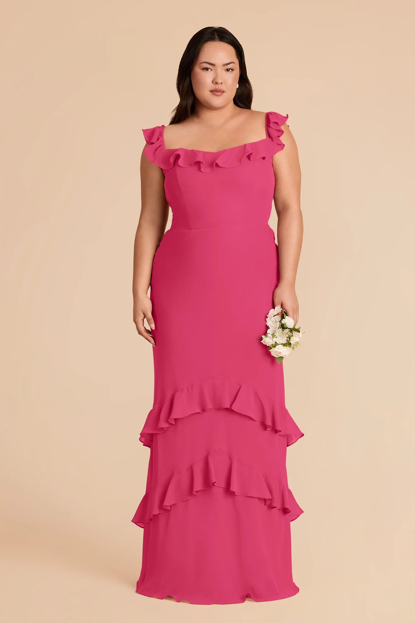 Luna Chiffon Dress - Fuchsia - Image 2